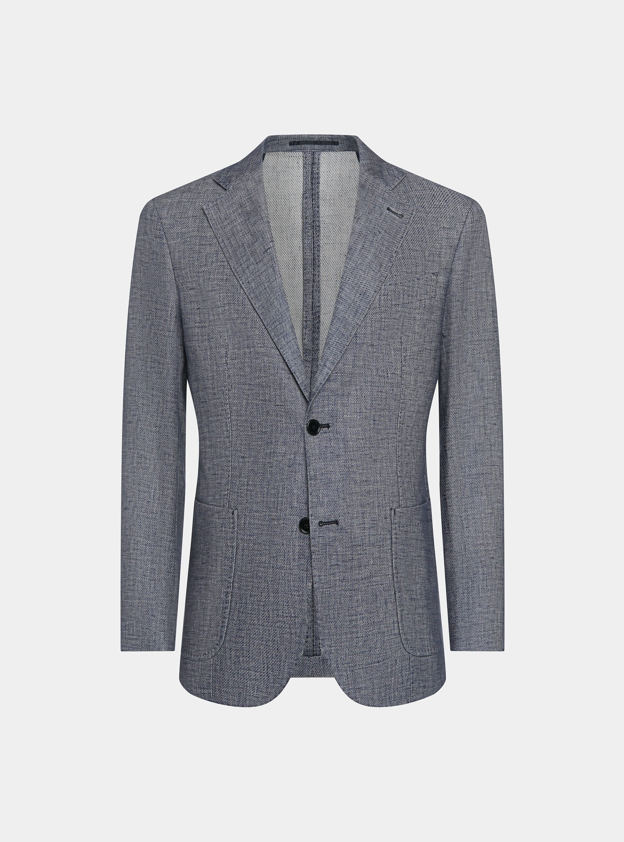Geflammte Jacke aus Leinen und Baumwolle, NAVY 0218C