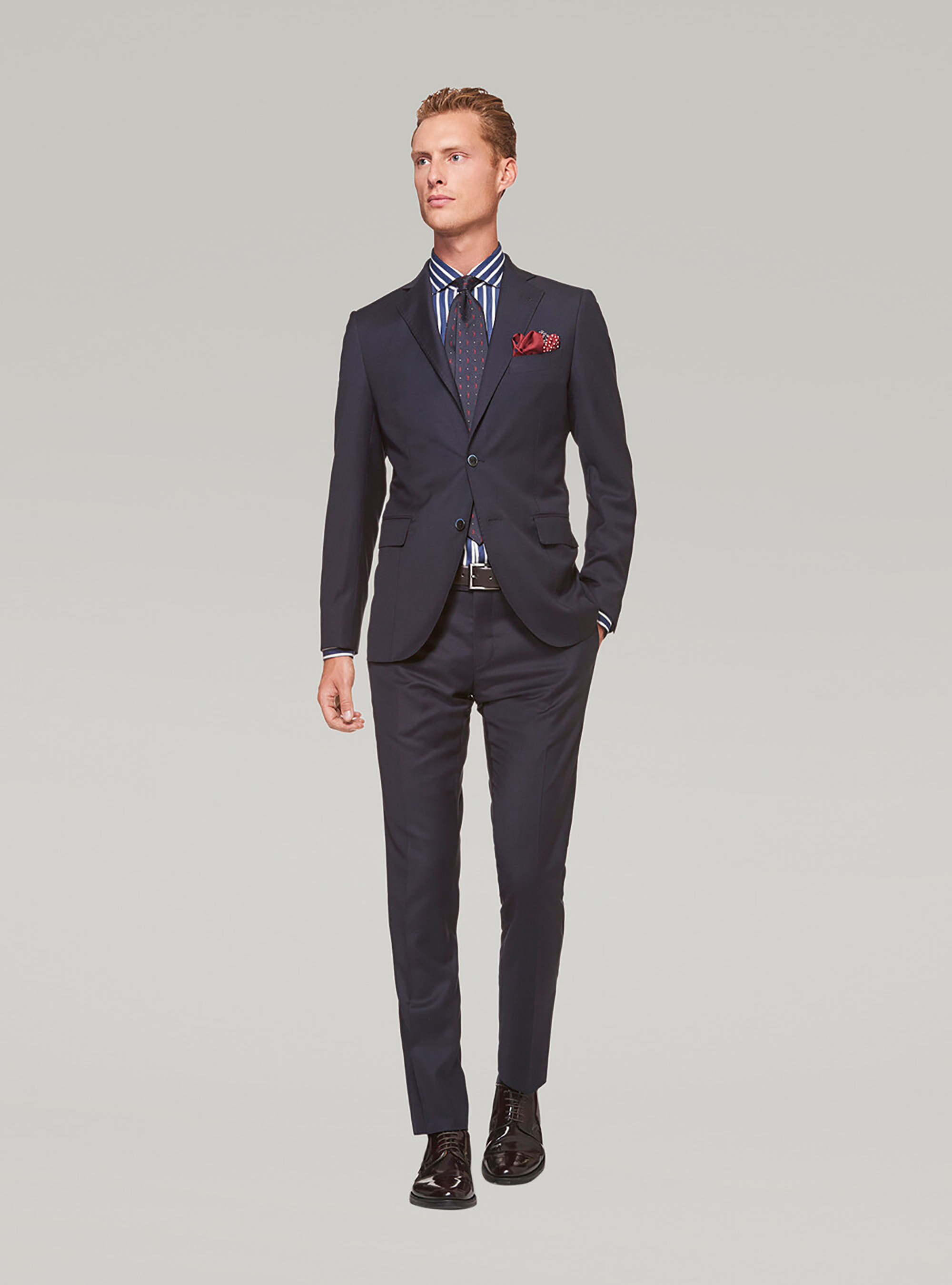 120's Superfine Wool Suit Trousers, NAVY BLUE