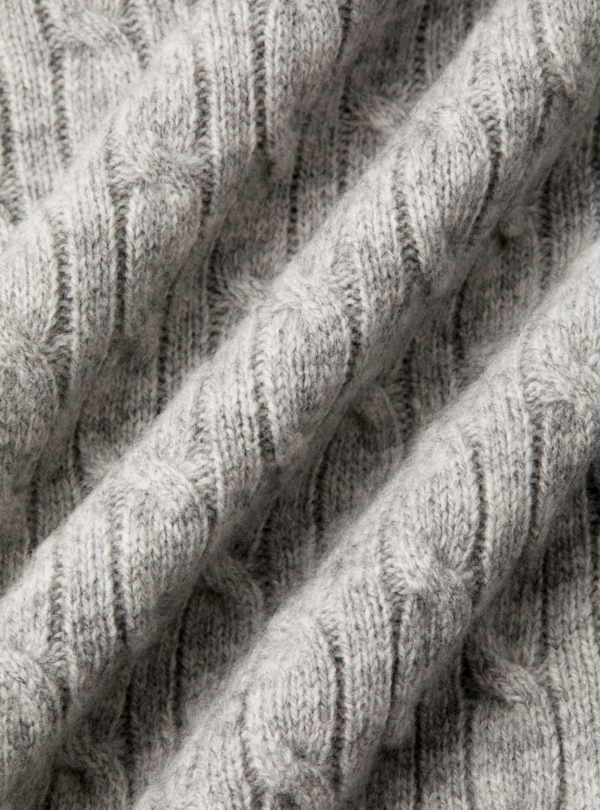 Cashmere wool crew-neck sweater with braid, LIGHT GREY MELANGE