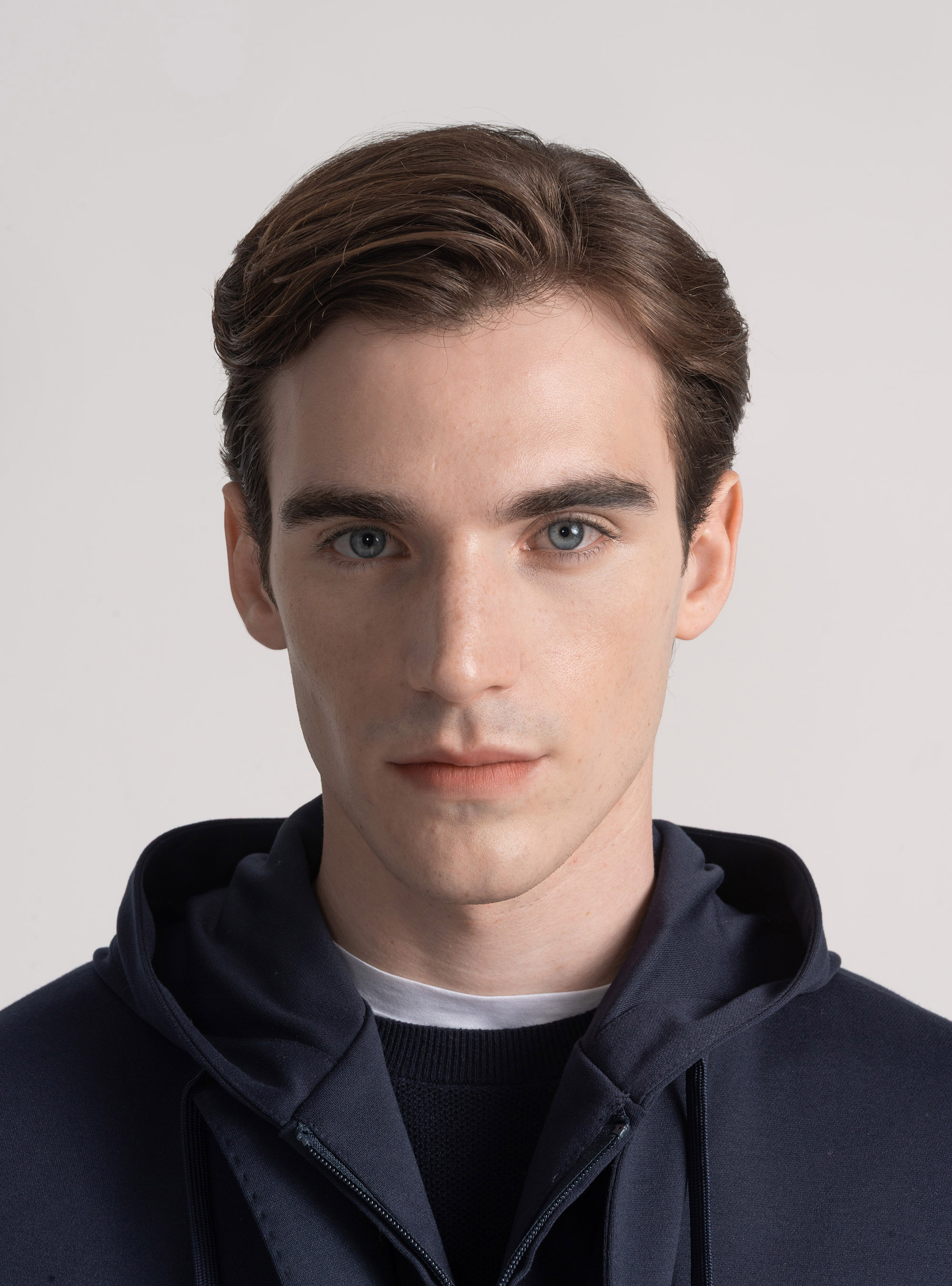 Giacca jersey con cappuccio removibile, BLU NAVY