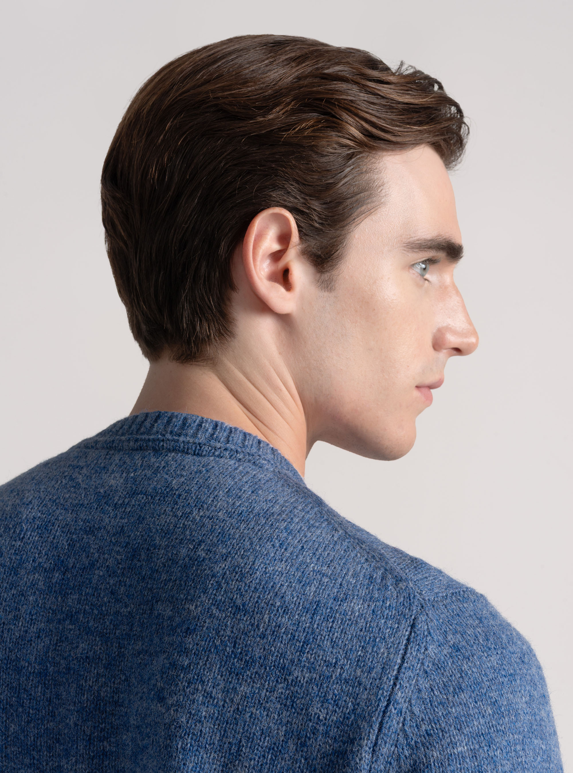 Punto de lana Shetland con cuello redondo, 0243C DENIM