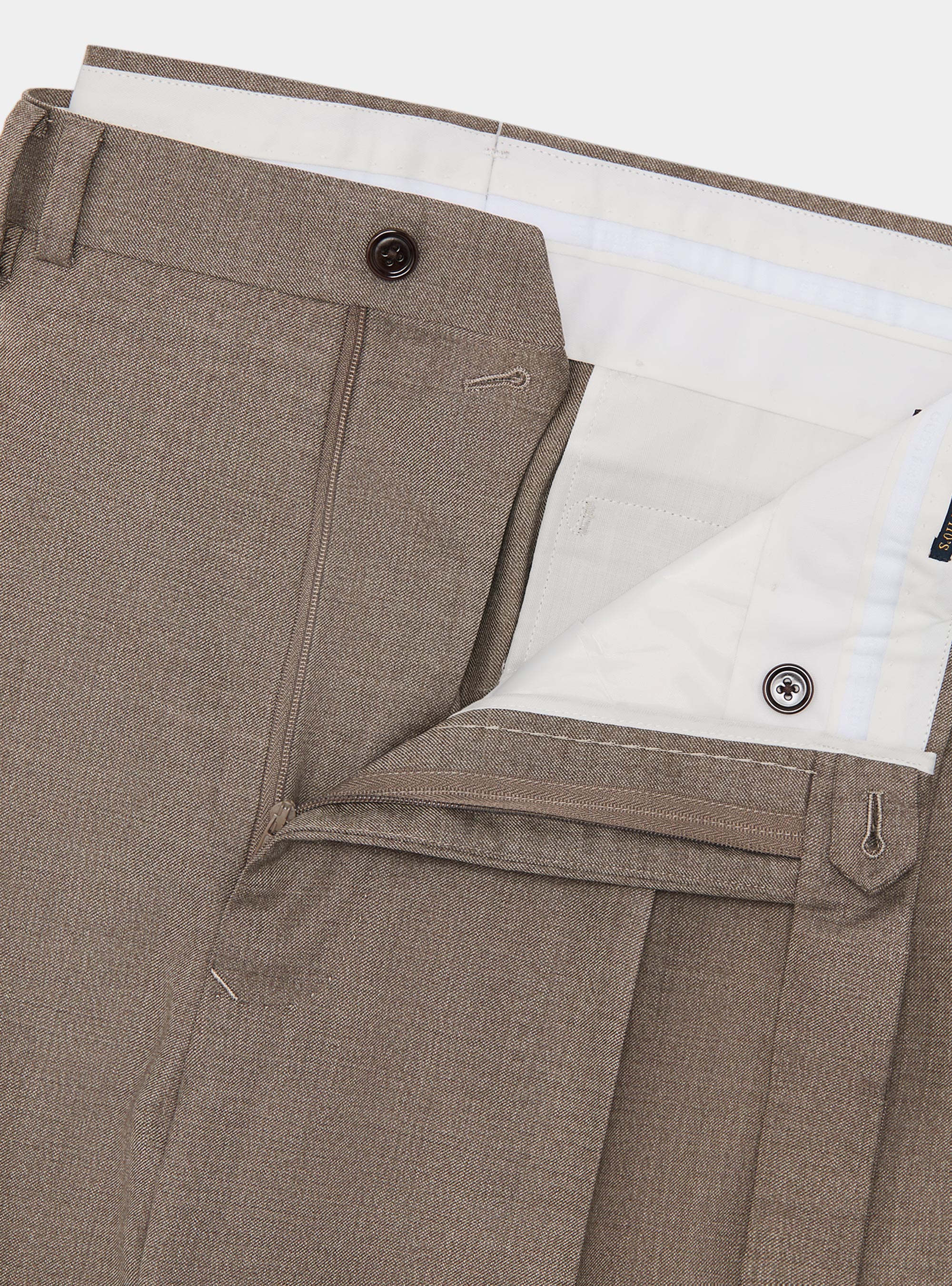 Pantaloni con pince in lana Vitale Barberis Canonico, SABBIA