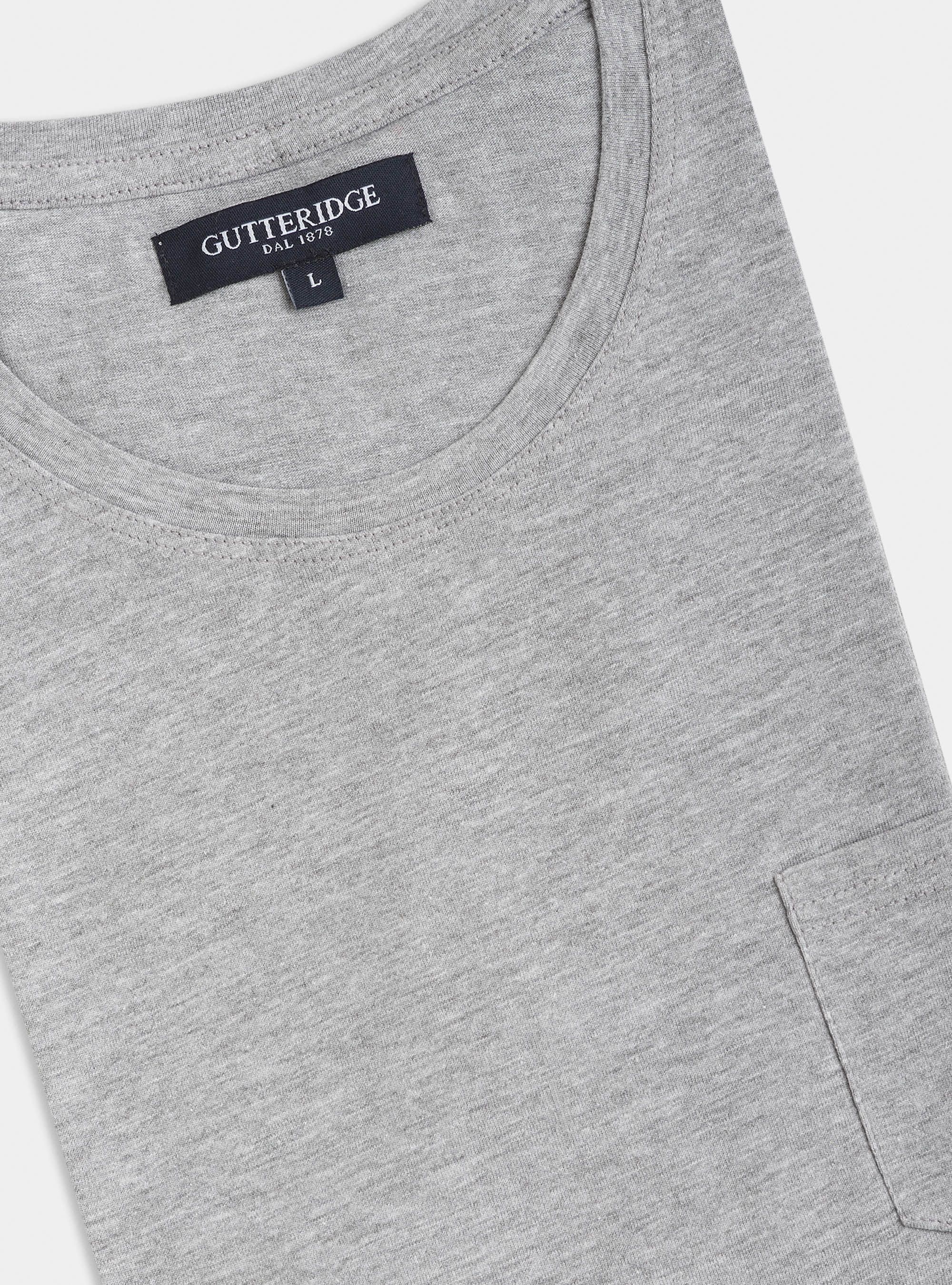 Maglietta con taschino in jersey di Cotone Supima, GRIGIO CHIARO