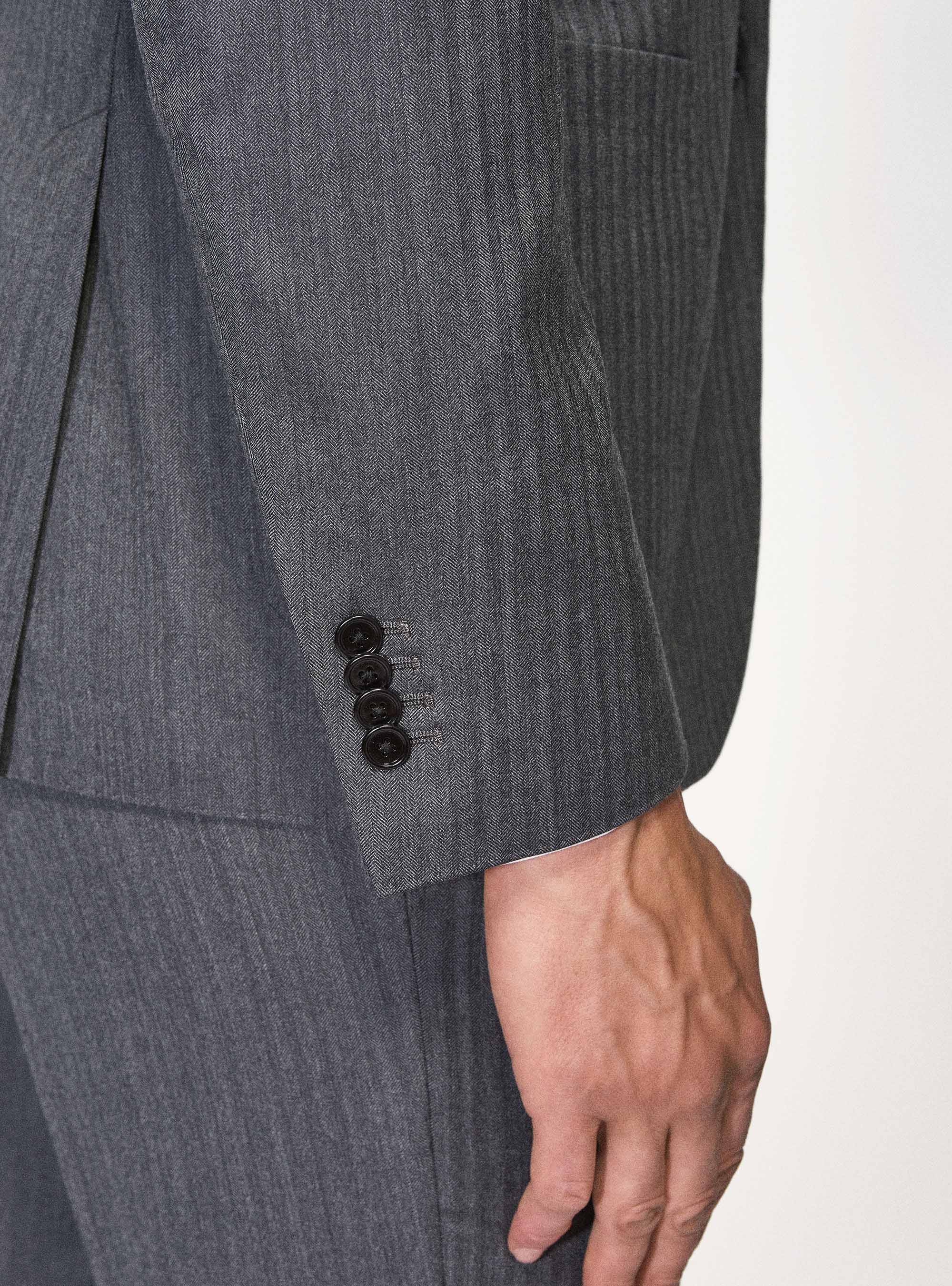 Giacca per abito in pura lana spigata superfine 110's Vitale Barberis Canonico, GRIGIO MELANGE 0151C