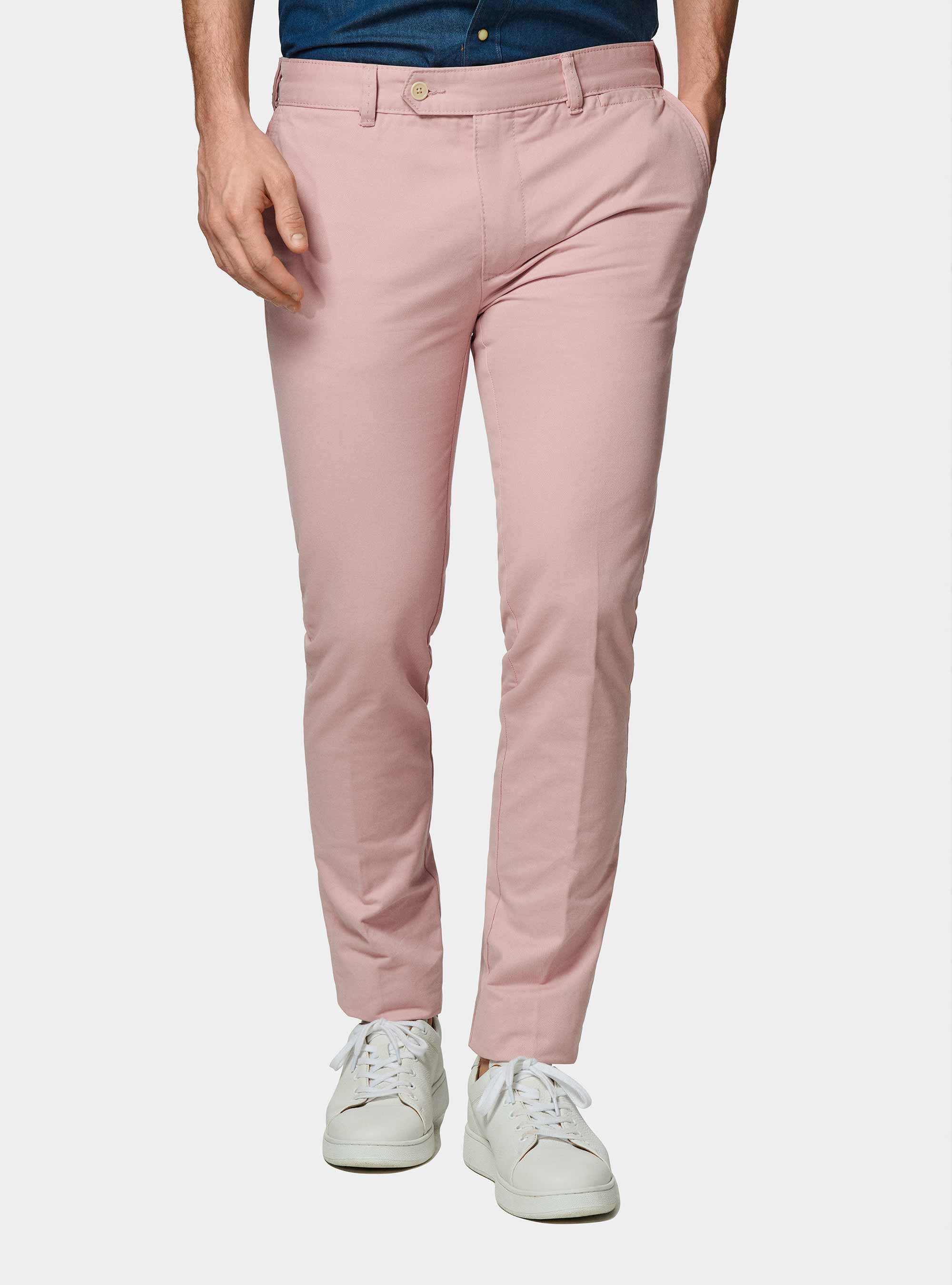 Pantalón chino slim fit de sarga de algodón, 0441C ROSA SCURO