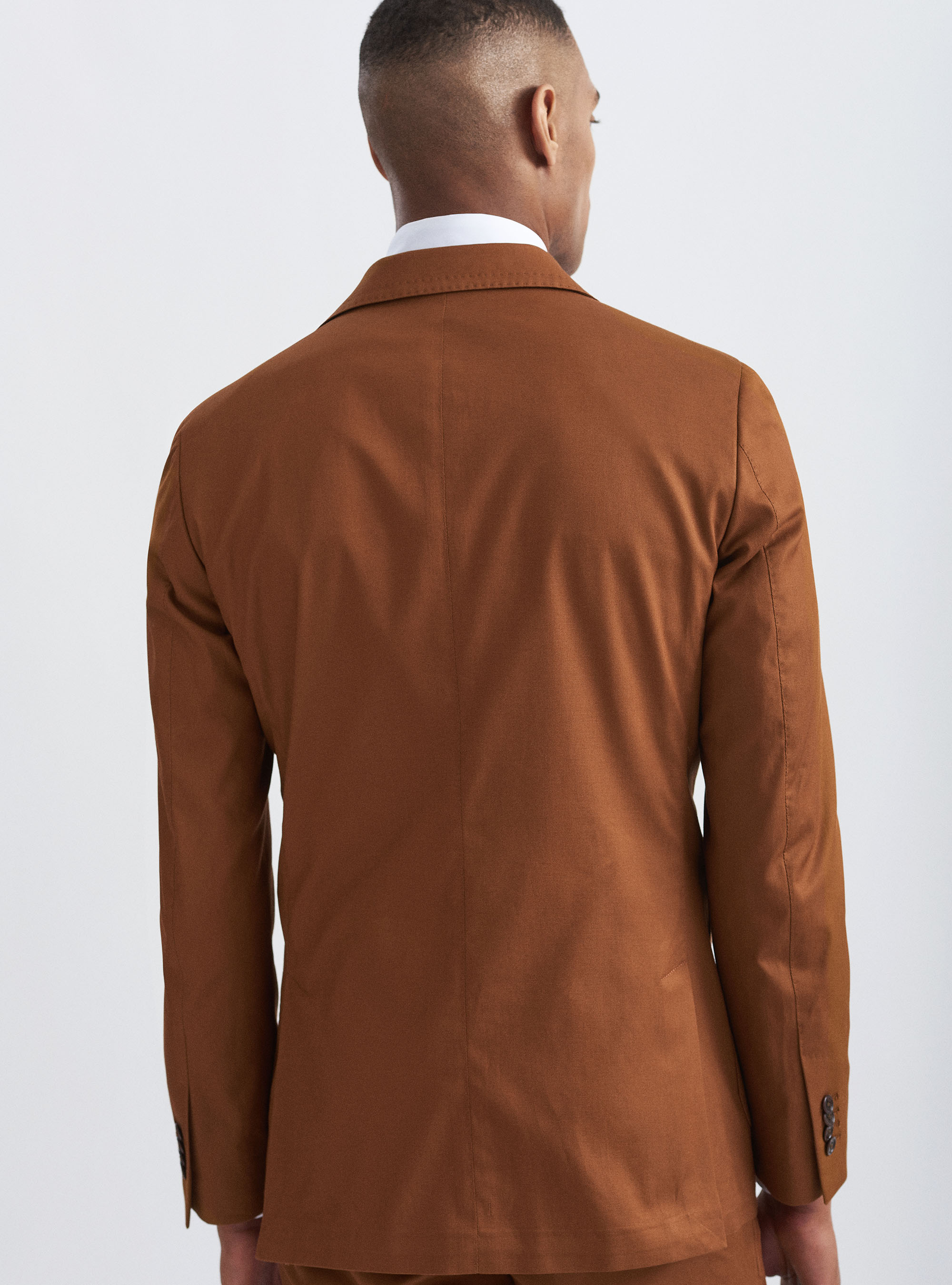 Giacca per abito in cotone stretch armaturato, TABACCO