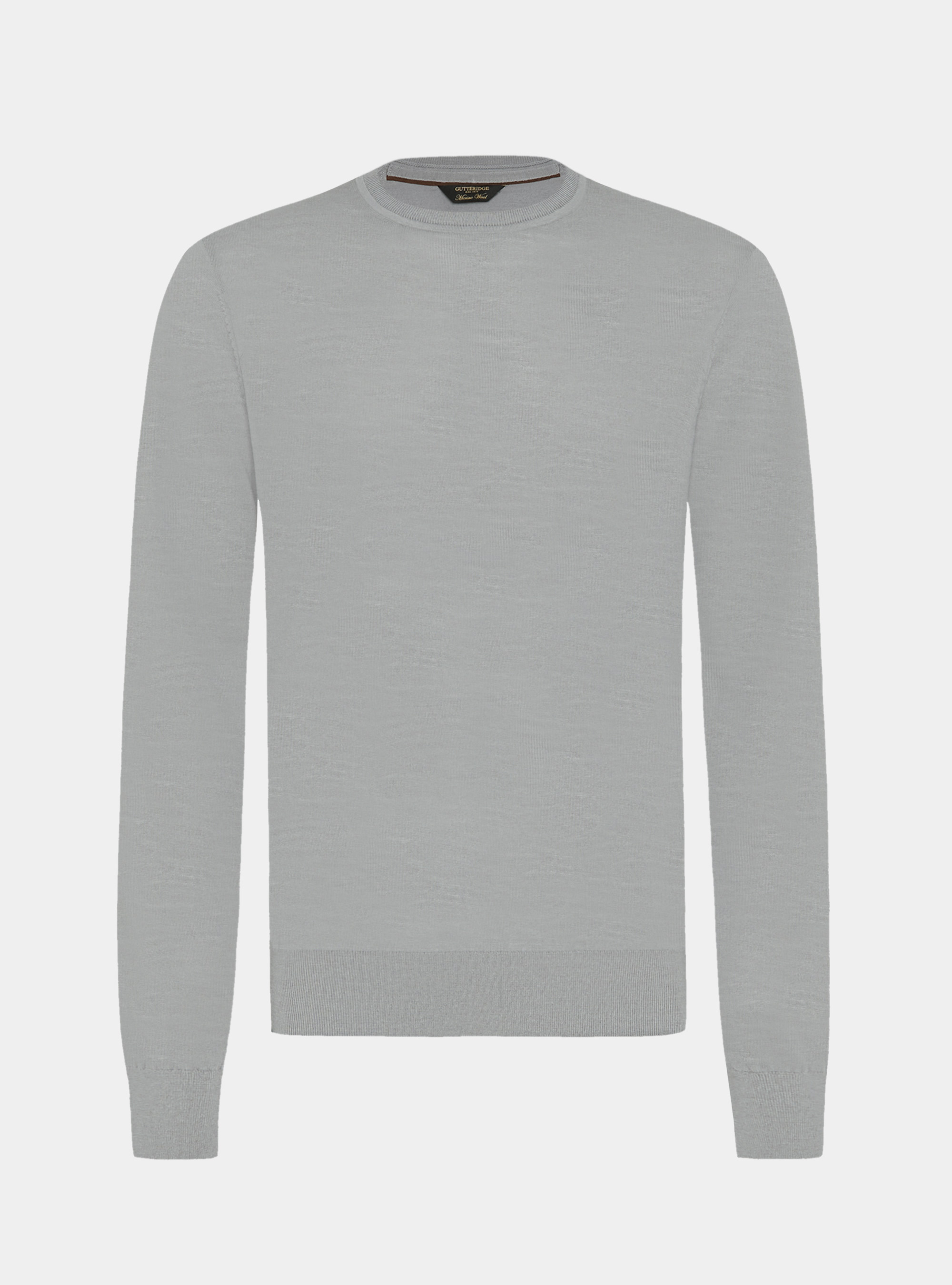 Punto de cuello redondo de pura lana merina extrafina, GRIS MARENGO
