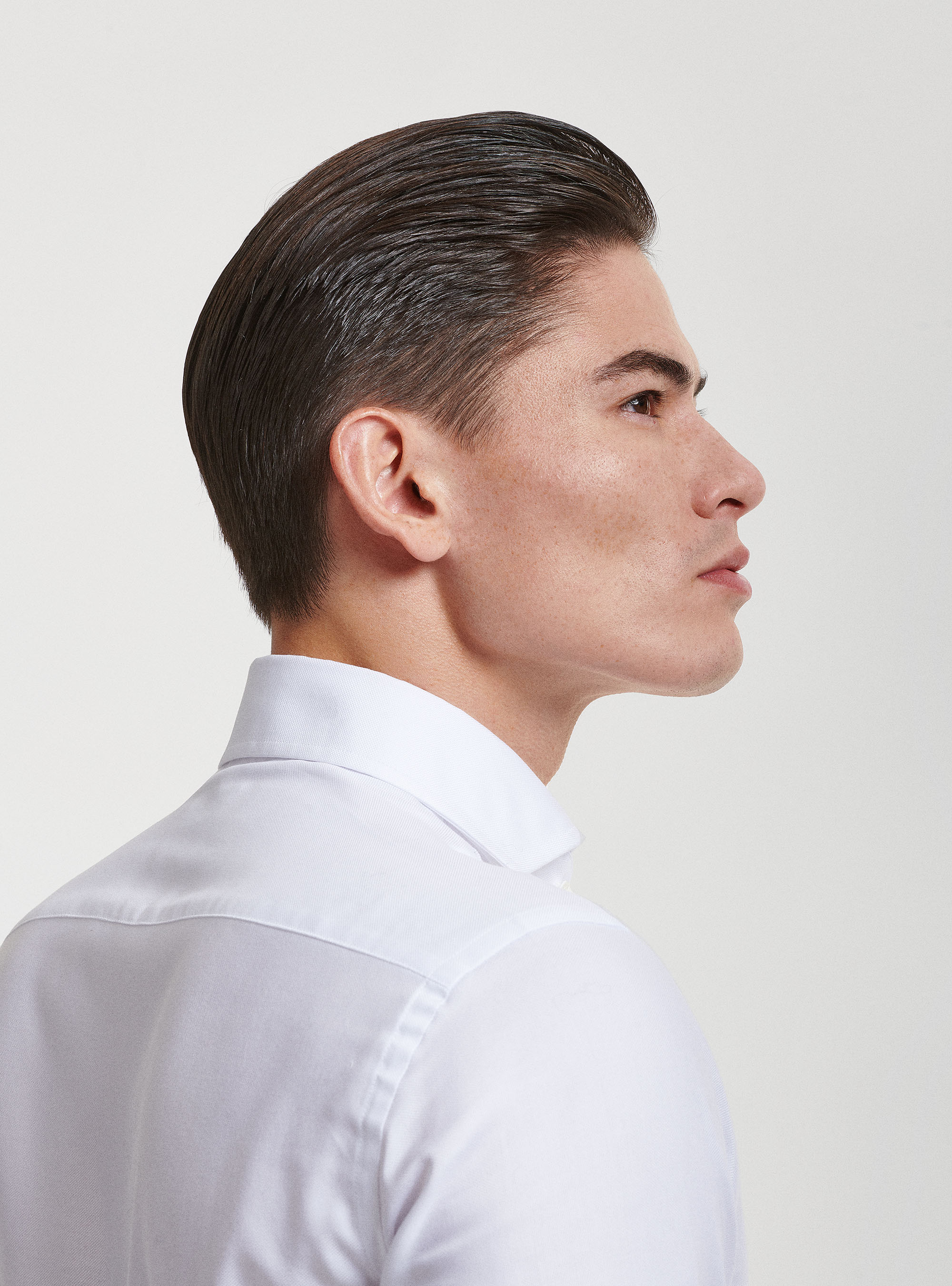 Camicia collo francese in cotone oxford, BIANCO