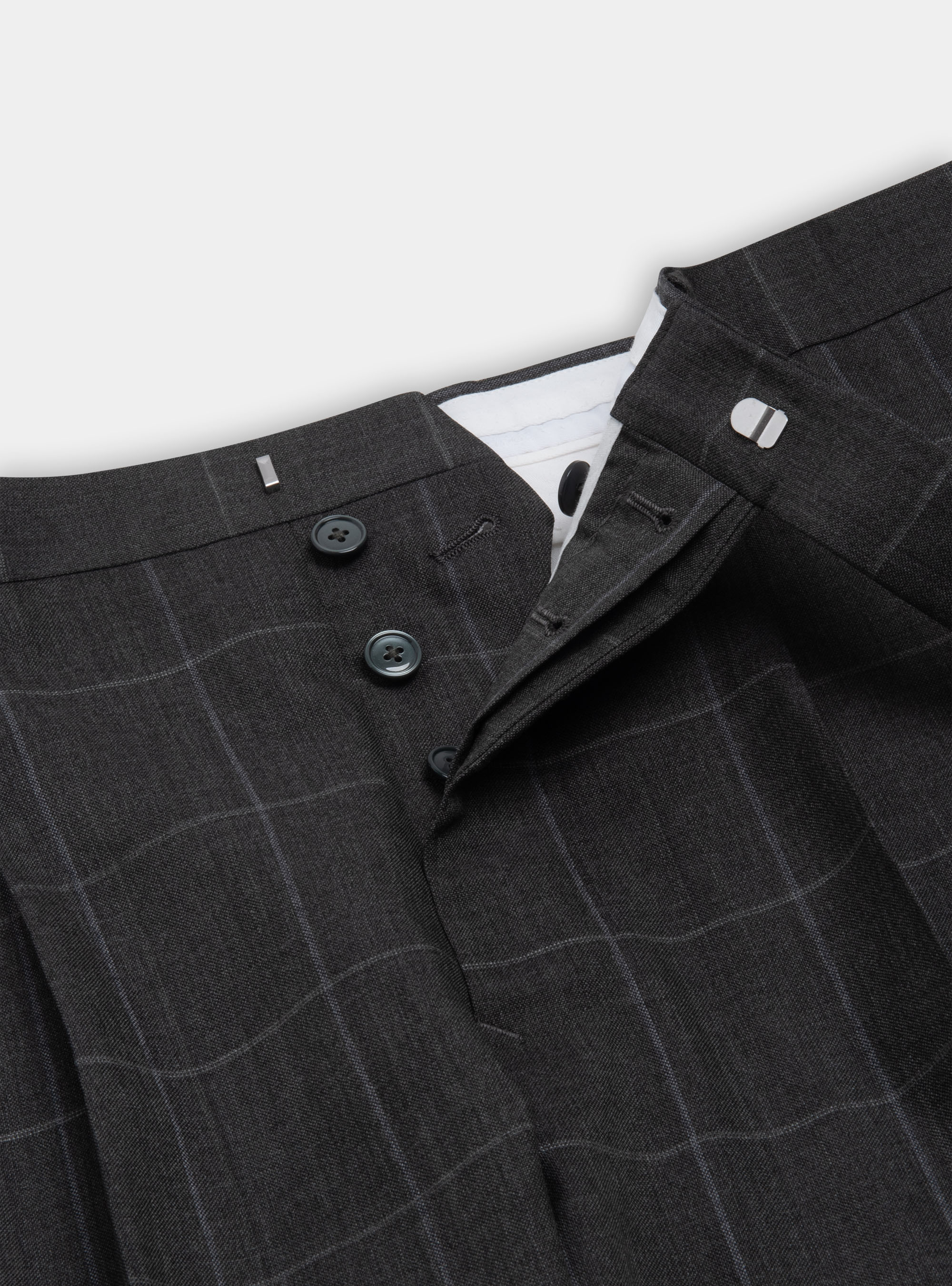 Pantaloni per abito a quadri in pura lana tessuto Vitale Barberis Canonico, VERDE