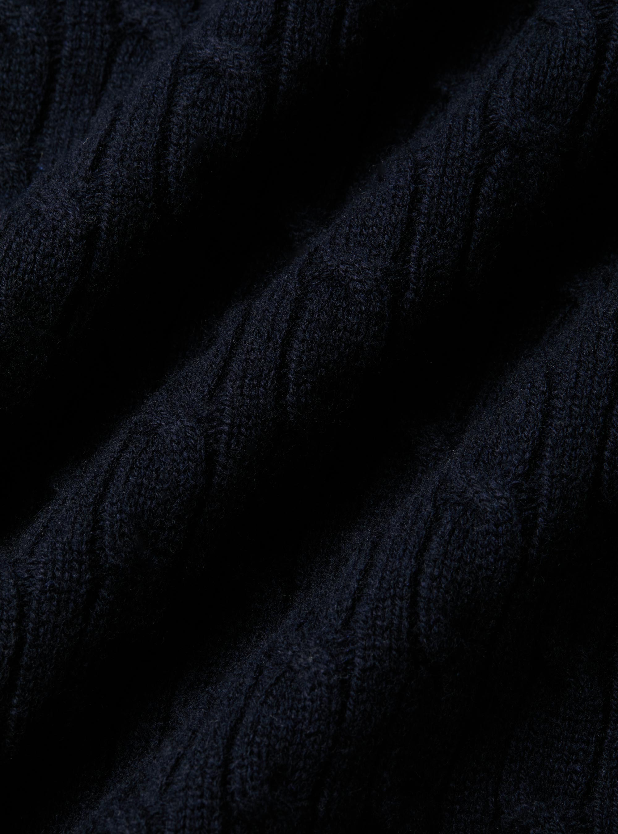 Girocollo in maglia con treccia in lana cashmere, BLU NAVY