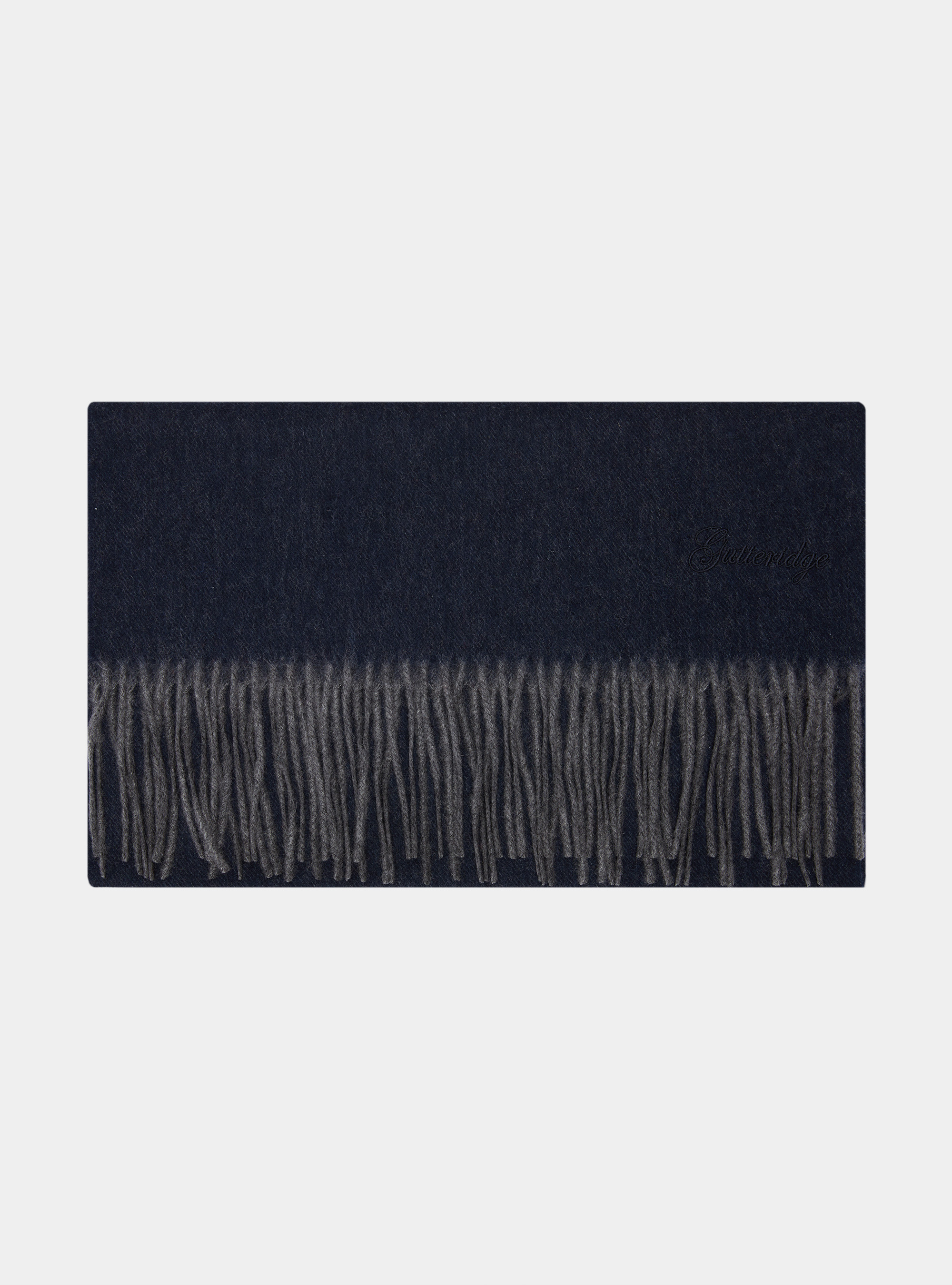 Double-face wool and cashmere scarf, NAVY BLUE