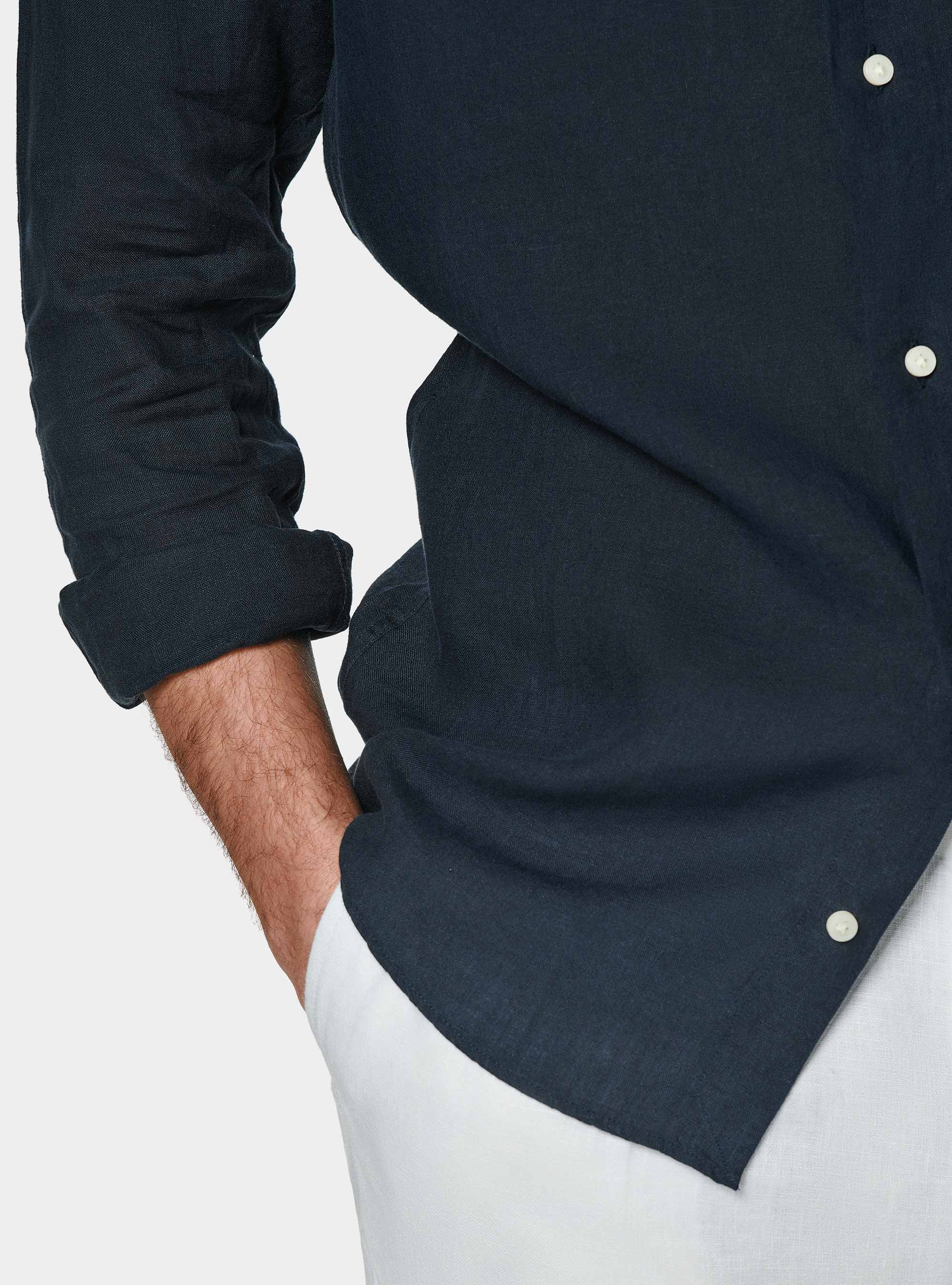 Camicia in puro lino, BLU NAVY