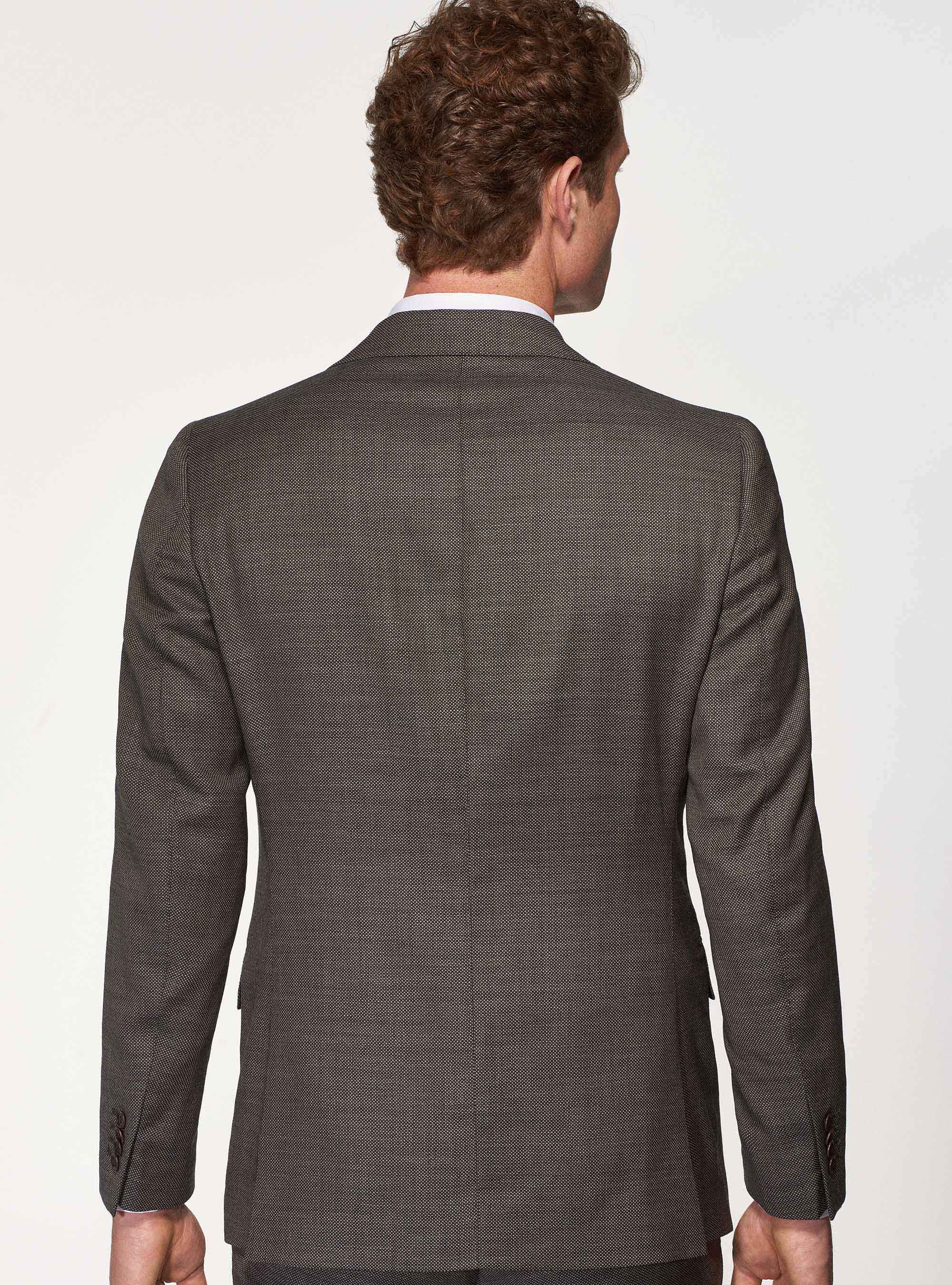 Giacca per abito in pura lana occhio di pernice, MARRONE