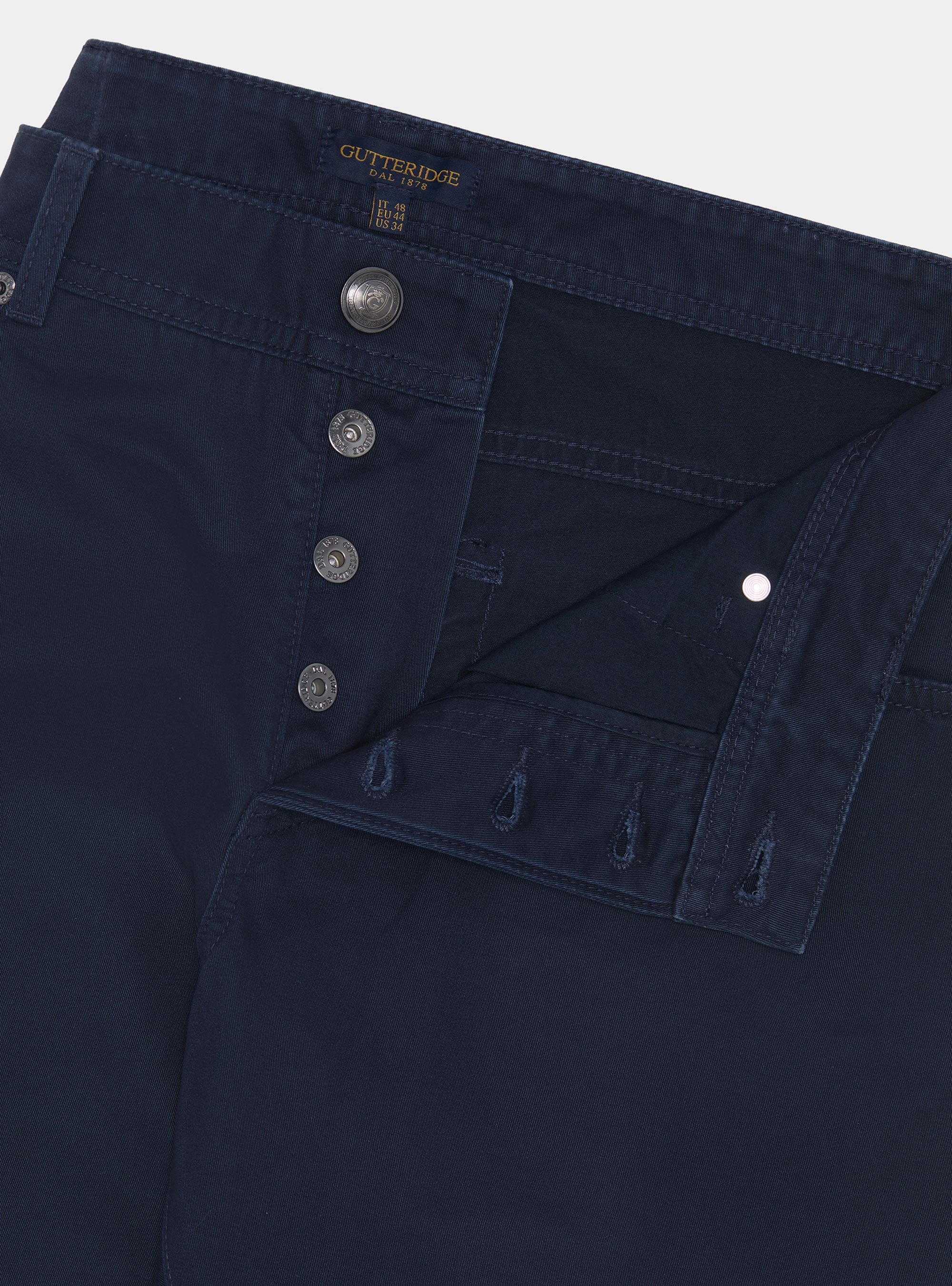 Pantaloni slim fit in twill di cotone, BLU NAVY