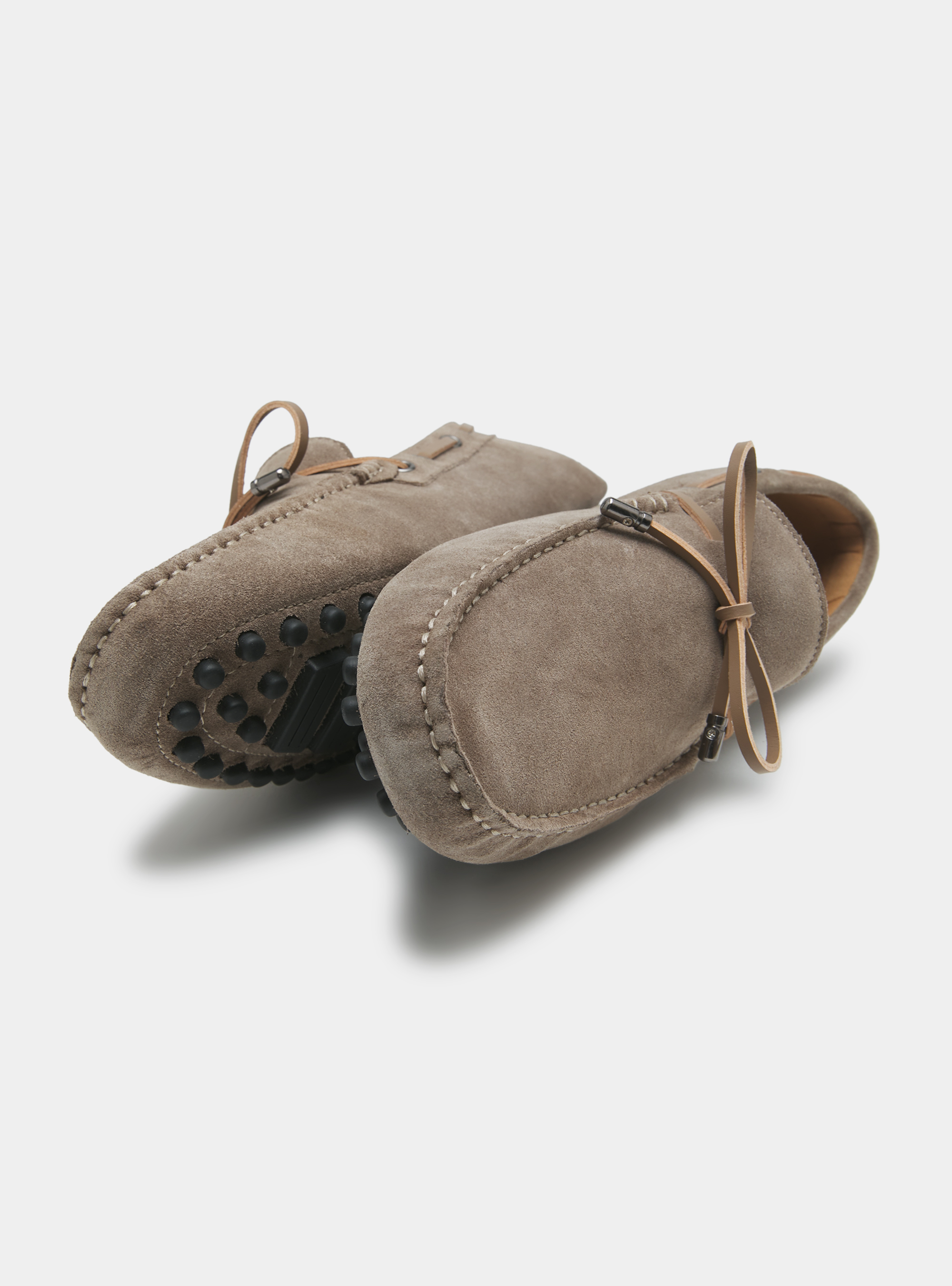 Suede boat loafers with bow, MUD