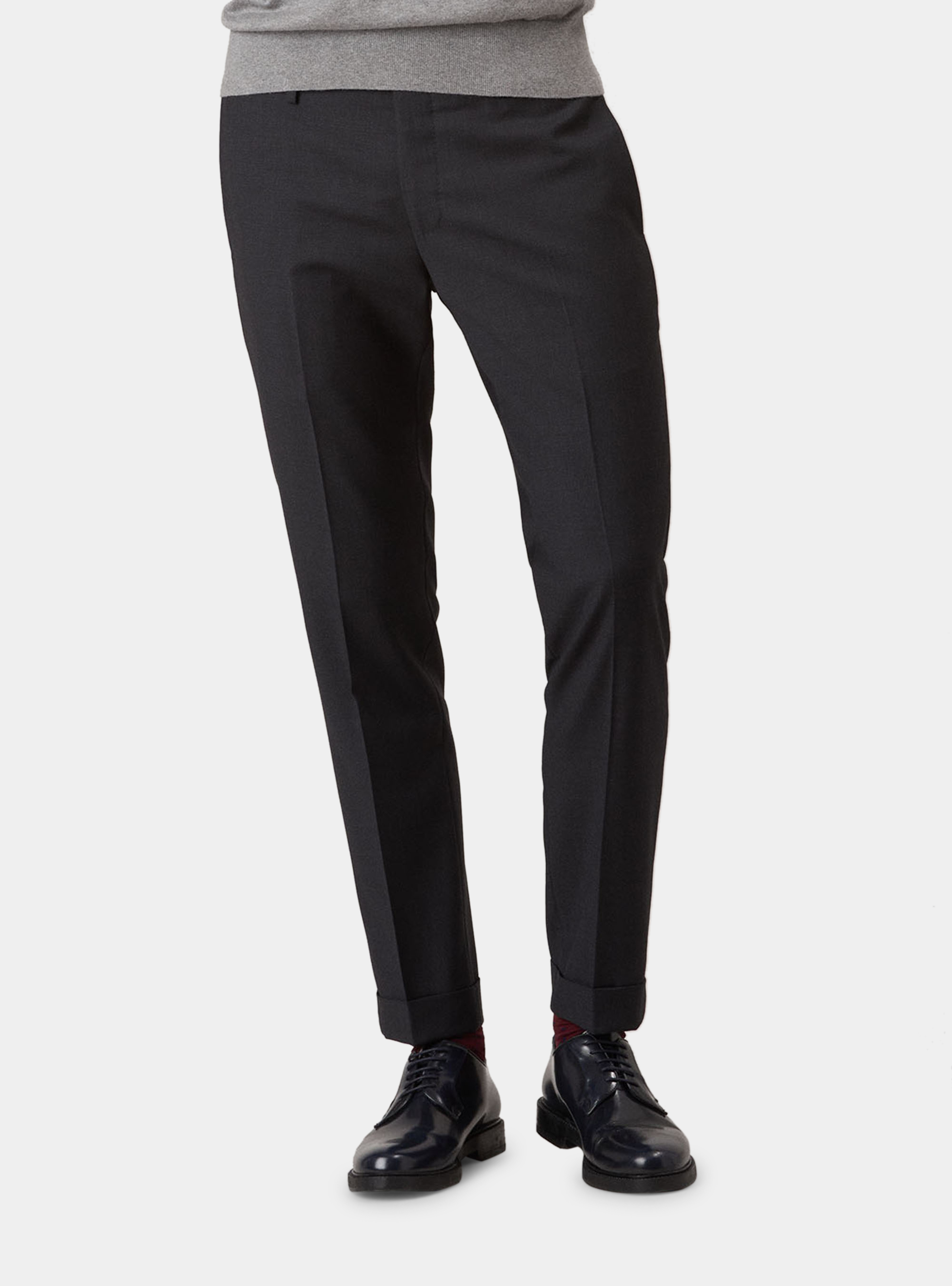 Pantaloni per abito drop 4 in fresco lana, ASFALTO