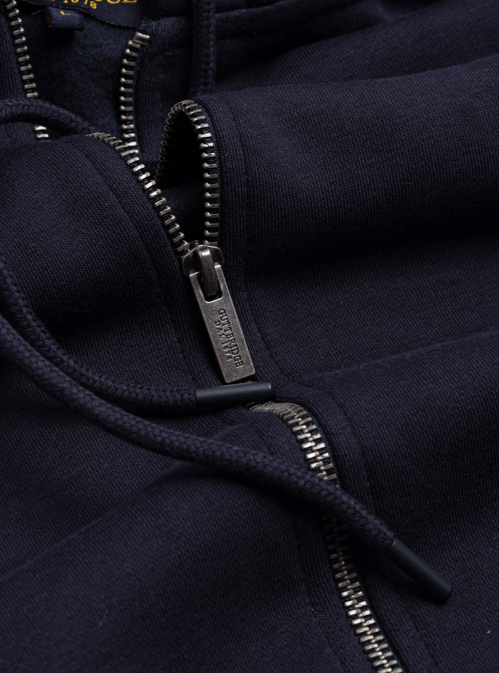 Cardigan in felpa con cappuccio, BLU NAVY