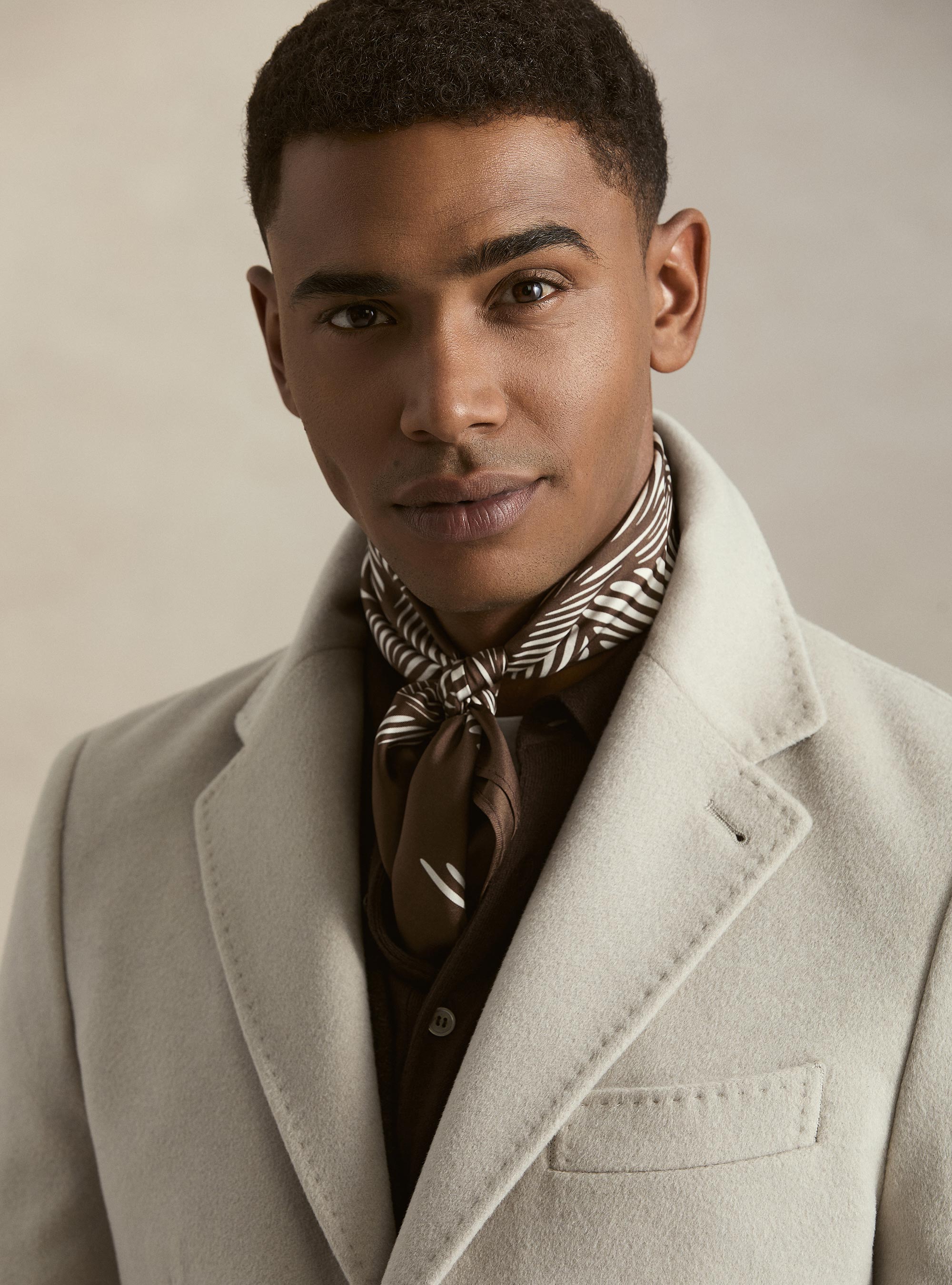Single-breasted wool and cashmere coat, ECRU 0536C