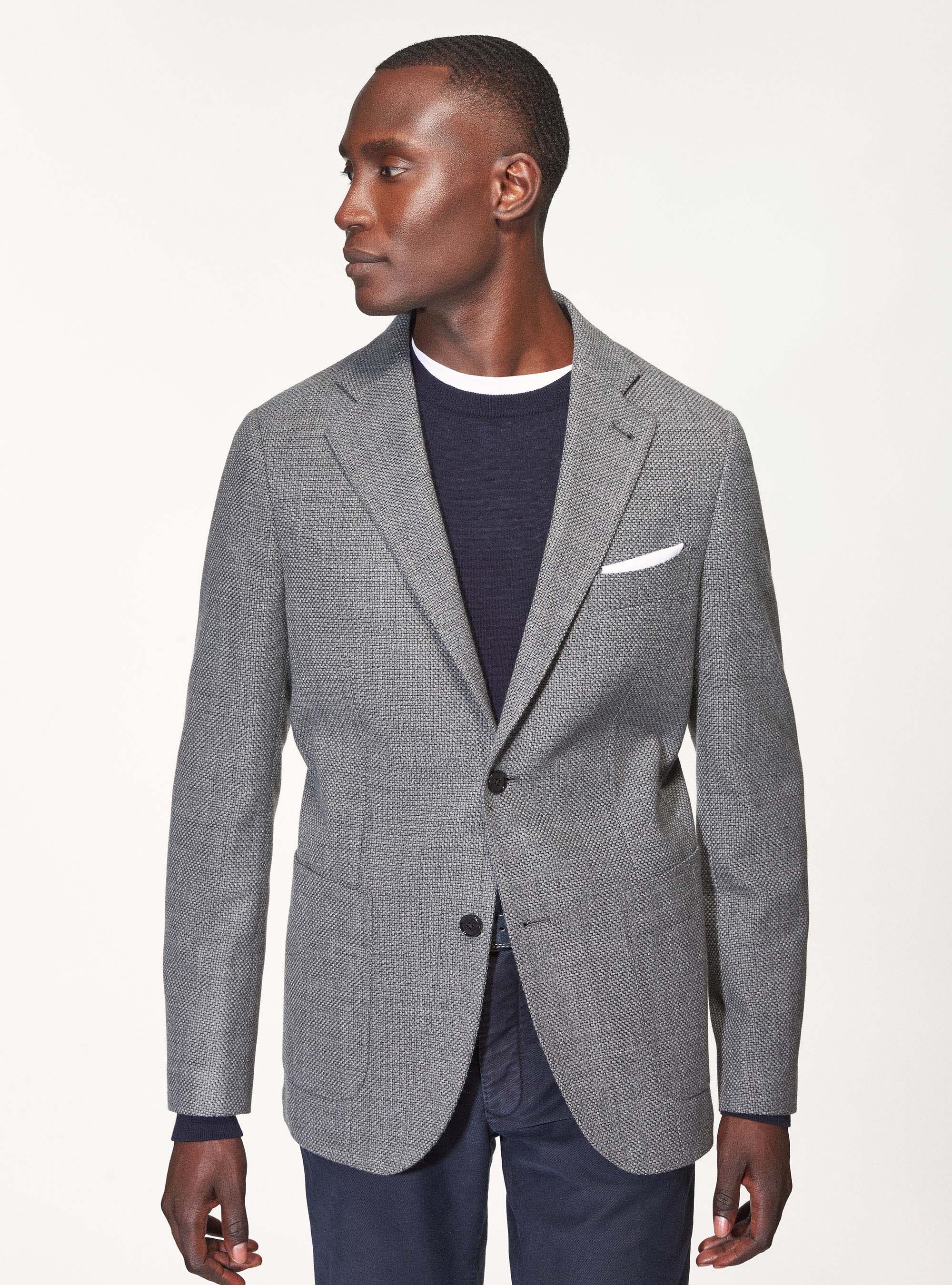 Wool and cotton hopsack blazer 