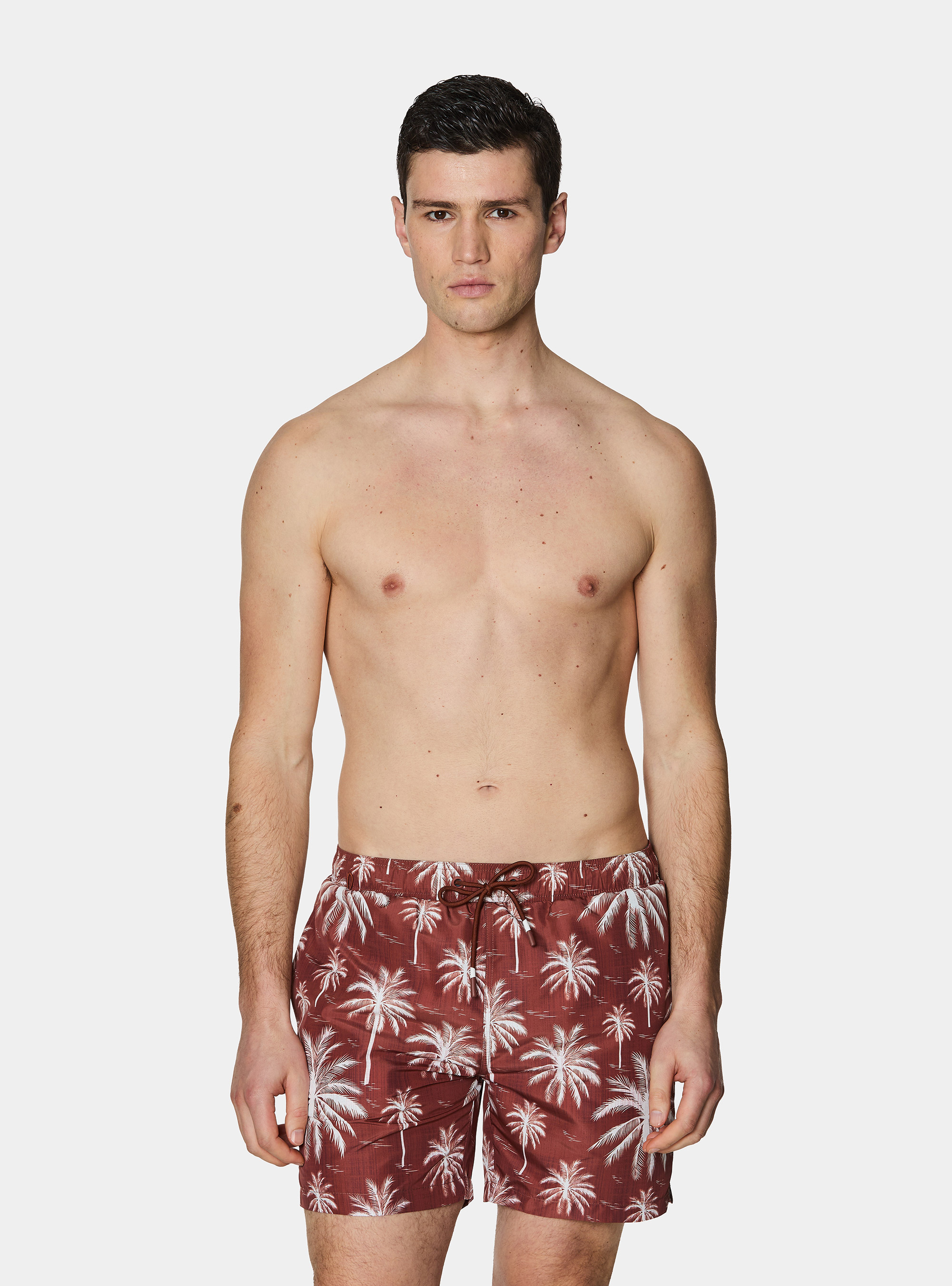 Costume da bagno stampato con palme, TERRACOTTA