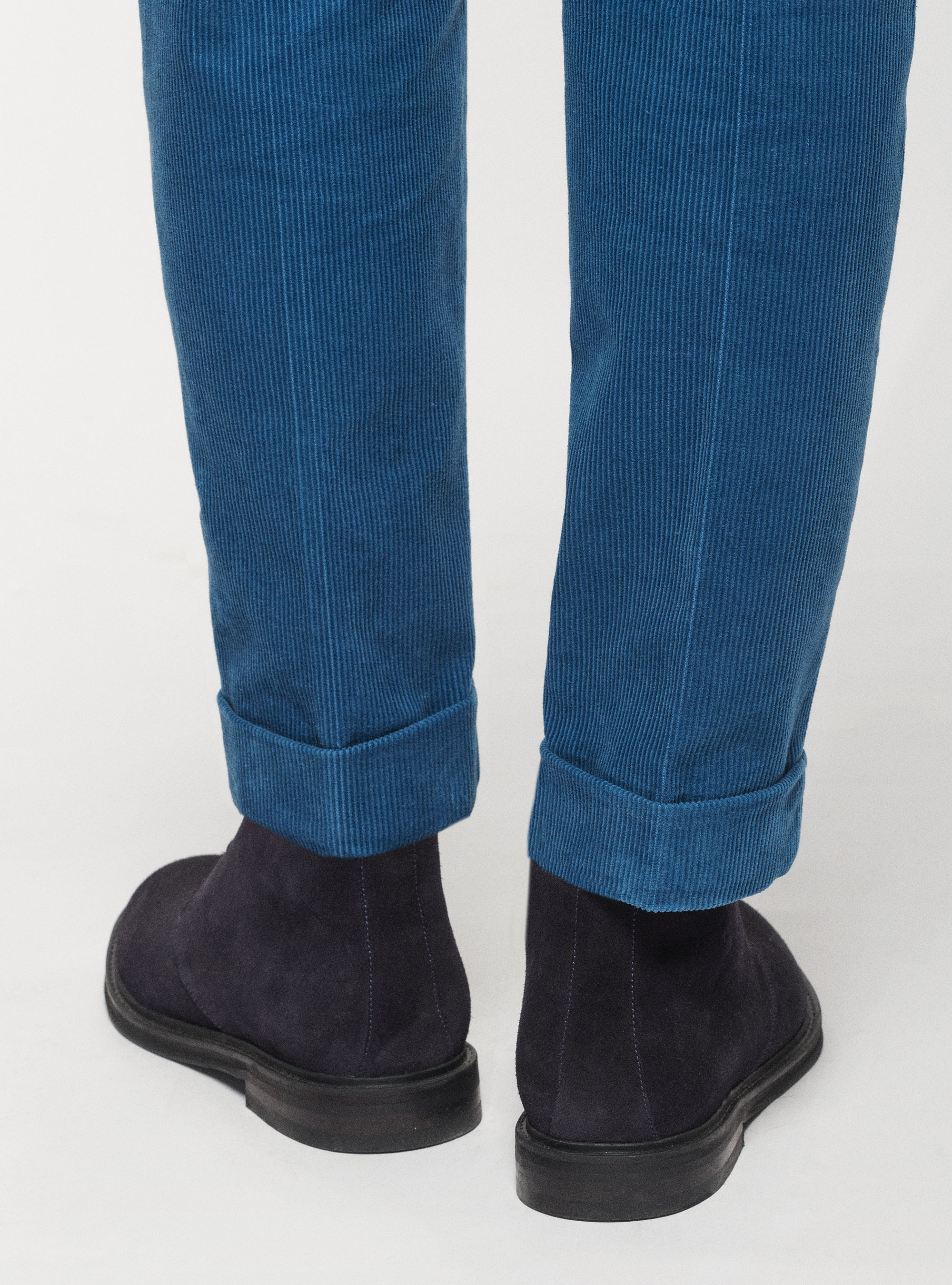 Pantaloni in velluto con pince, 0243C DENIM