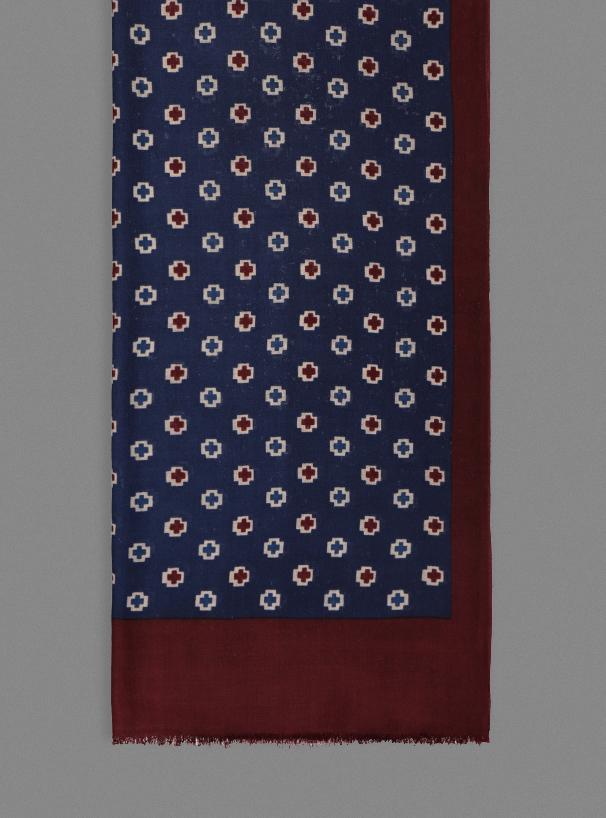 Sciarpa in lana con fantasia, NAVY BLUE