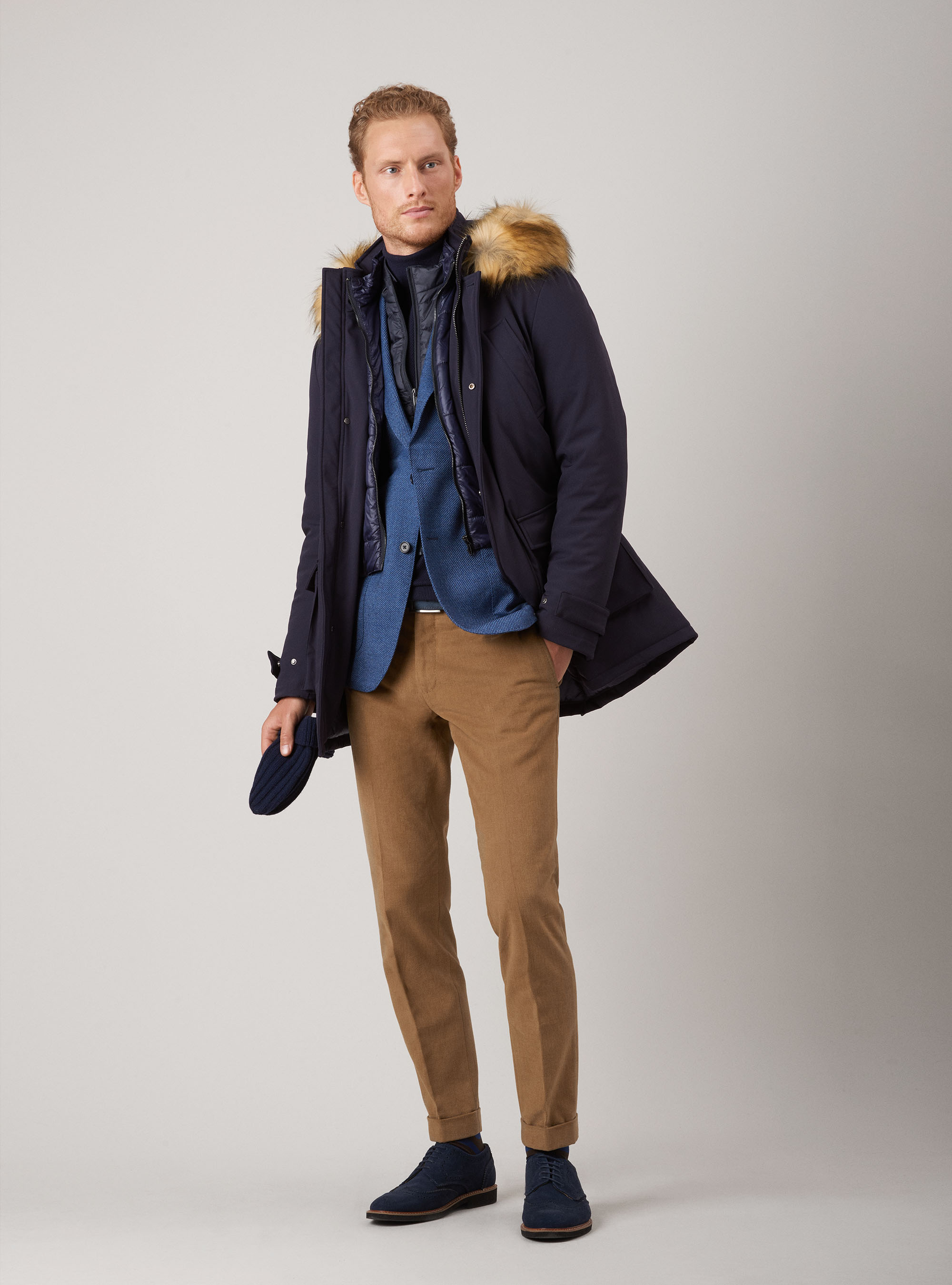 Giubbotto tecnico con cappuccio, BLU NAVY