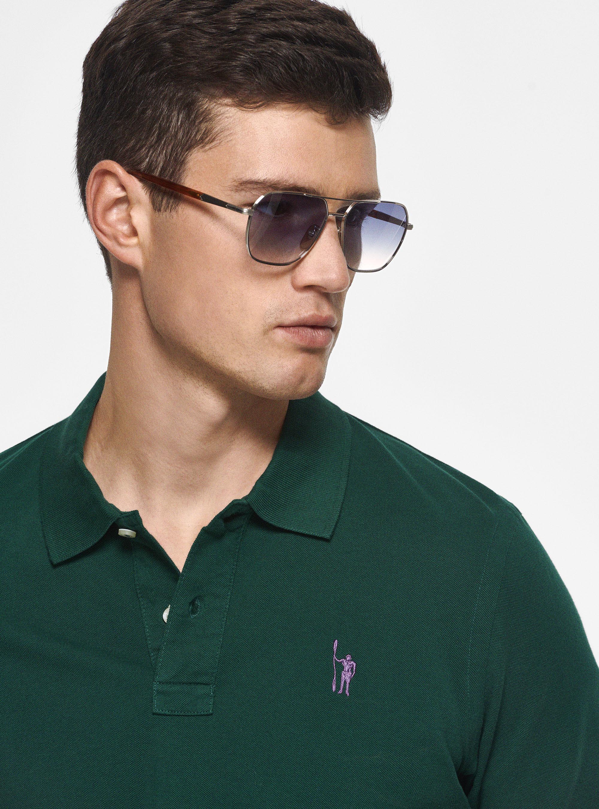 Polo in piquet con ricamo, OLIVA