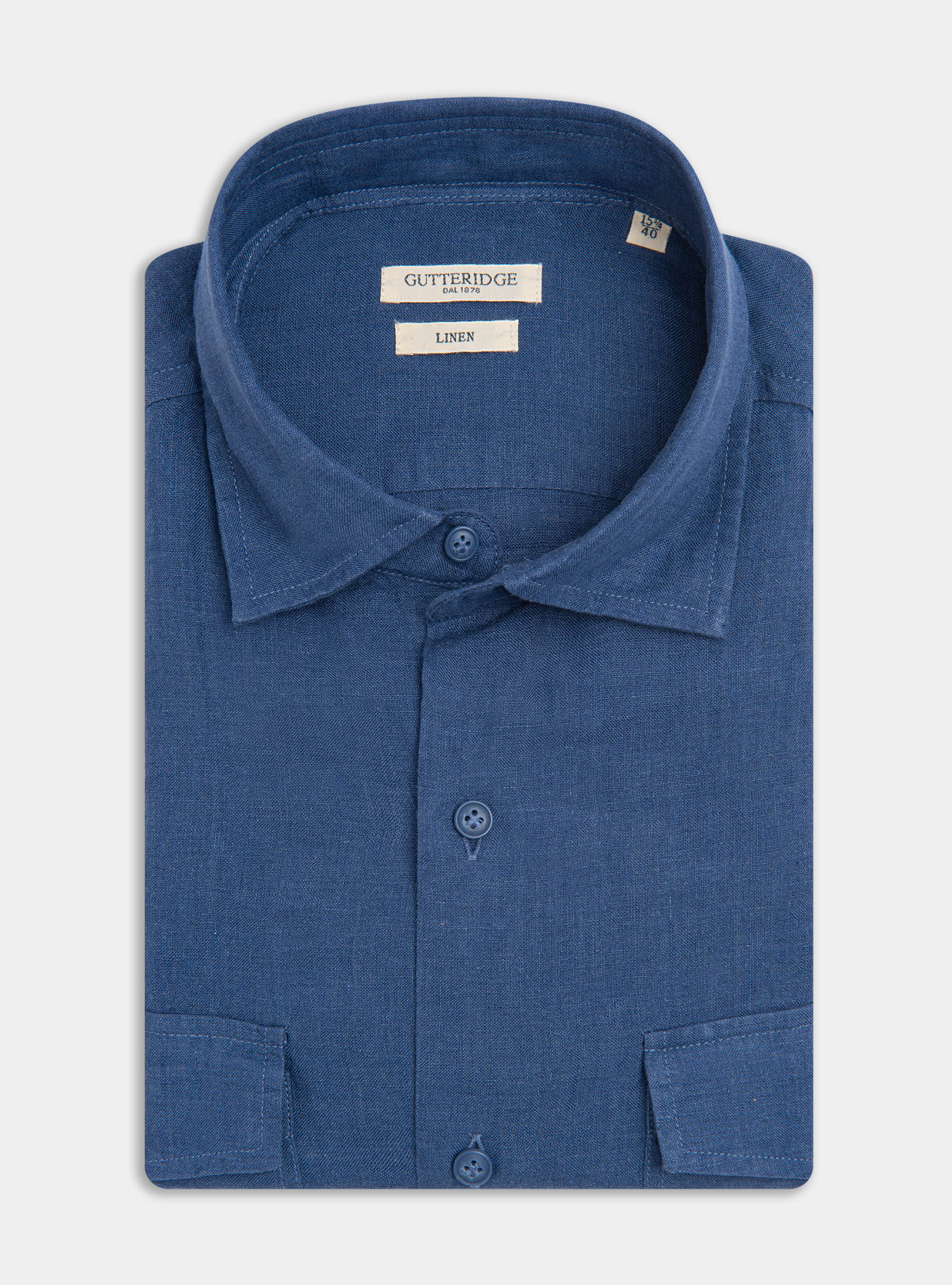 Pure linen shirt with large pockets, 0243C DENIM
