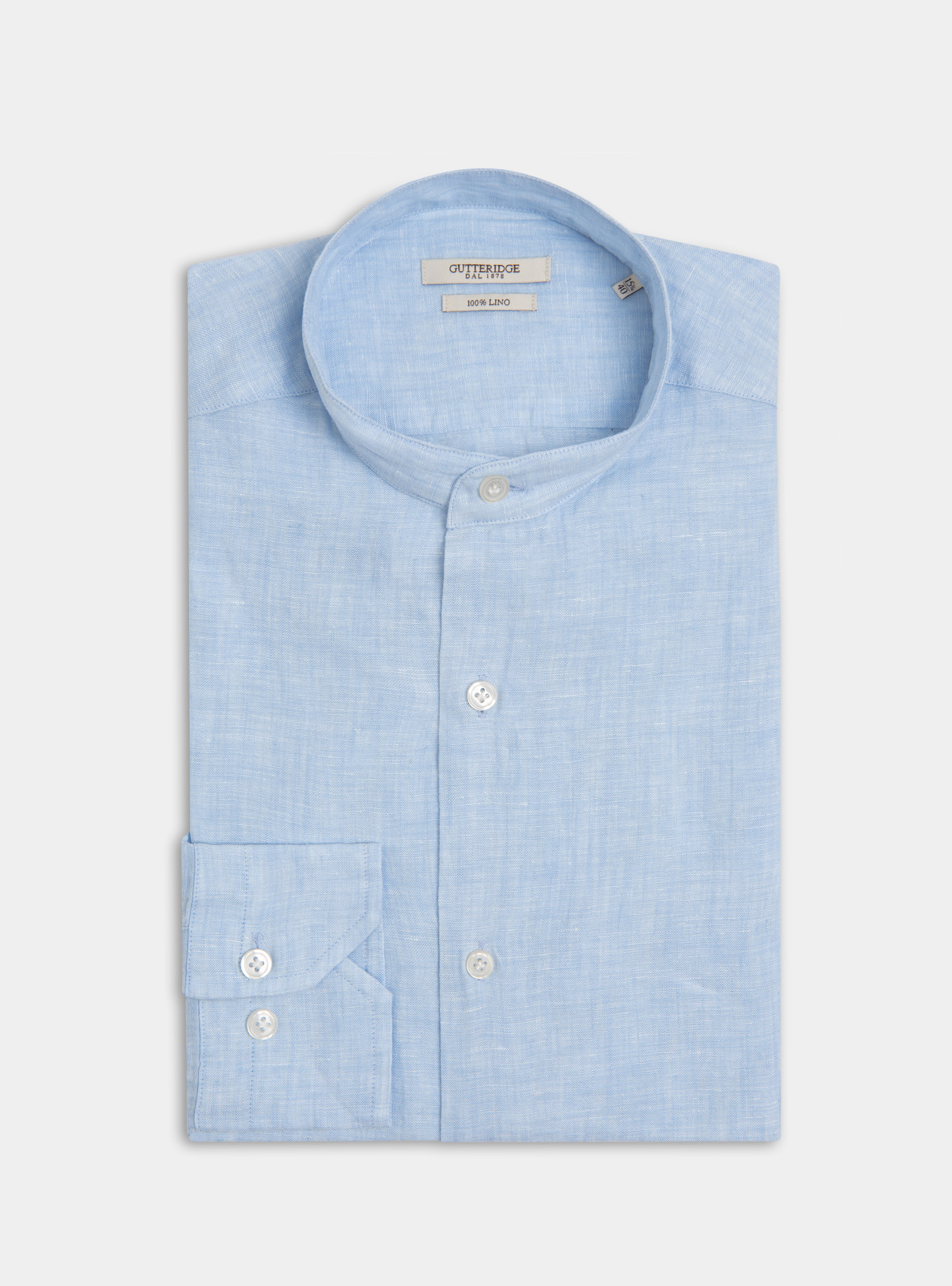 Pure Linen Korean Shirt, LIGHT BLUE