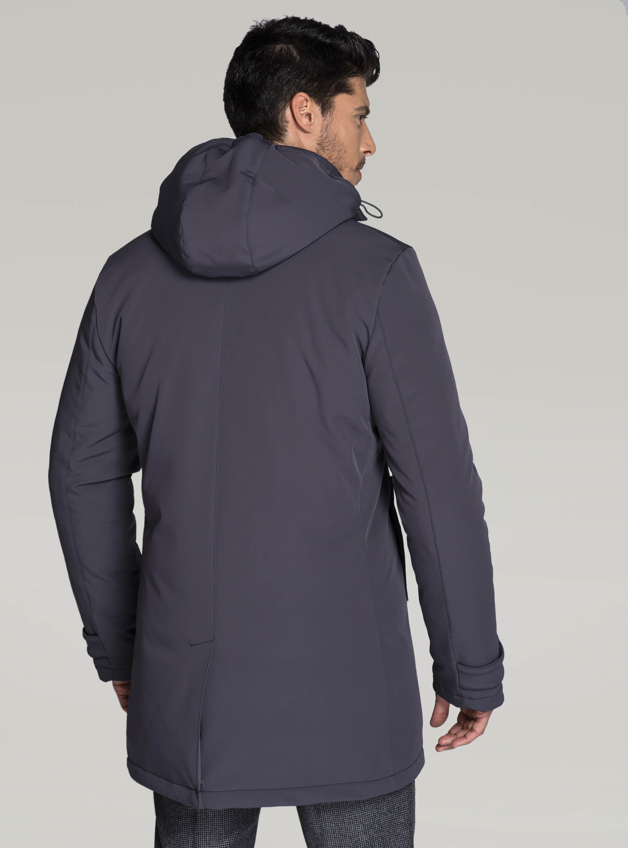 Giubbotto tecnico con cappuccio, GRIGIO CHIARO MELANGE