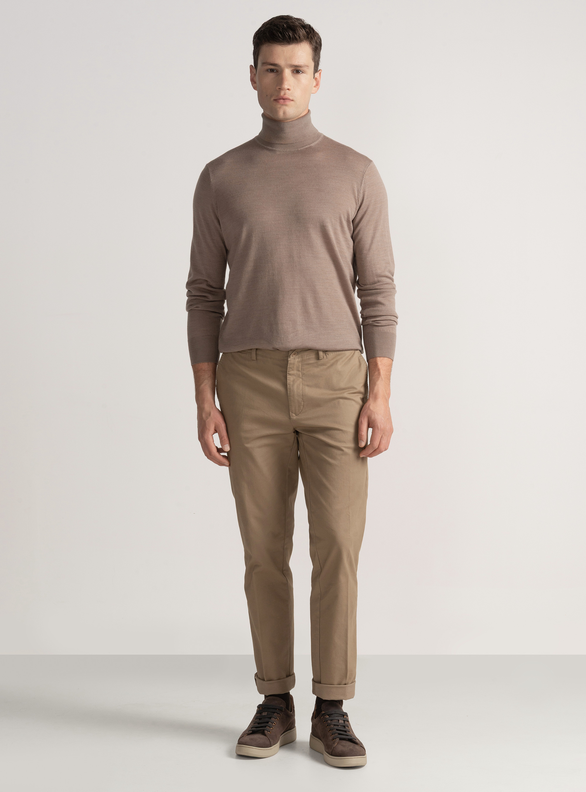 Pantaloni chino slim fit in twill stretch, FANGO