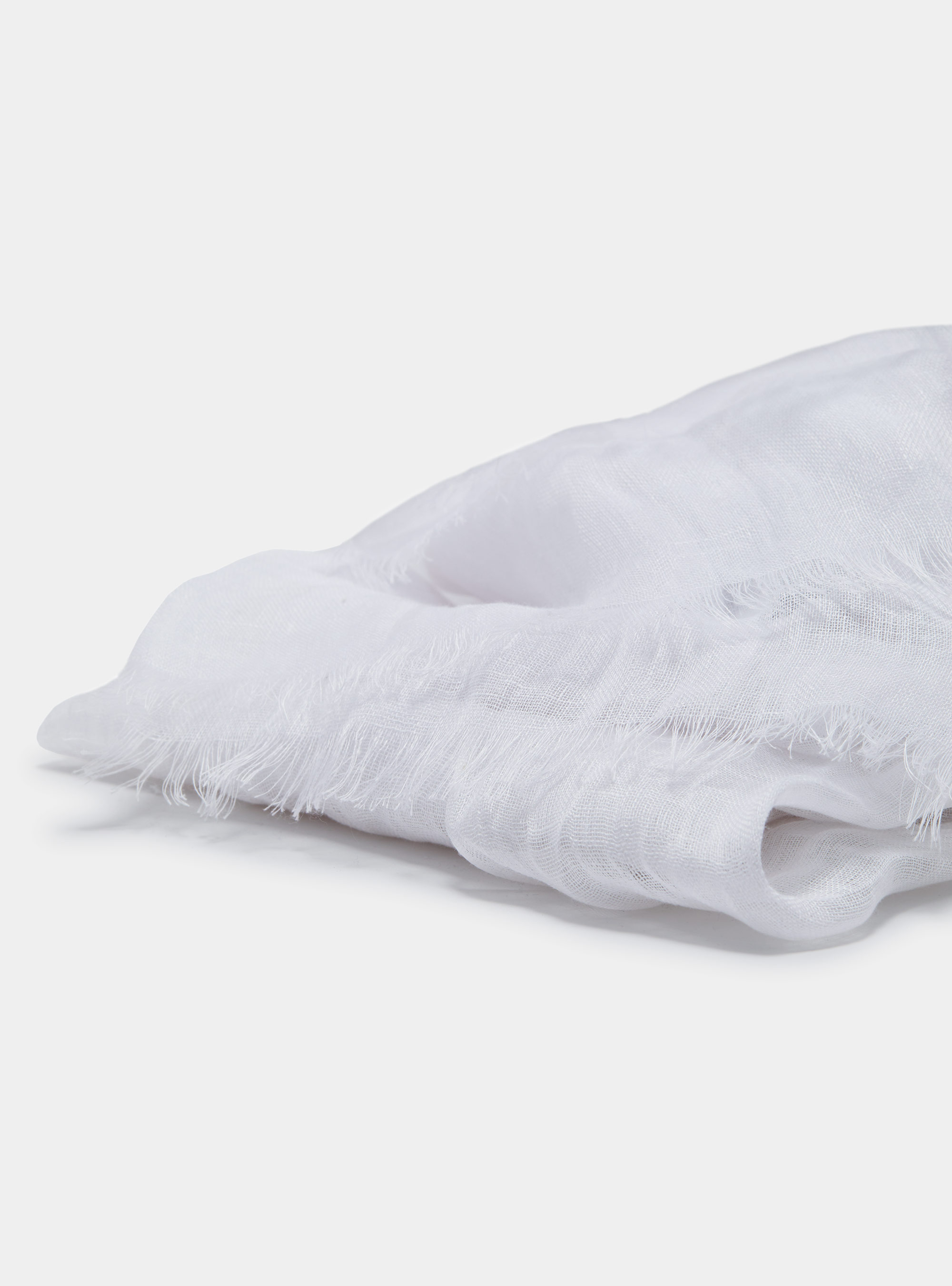 Plain-coloured pure linen scarf, WHITE