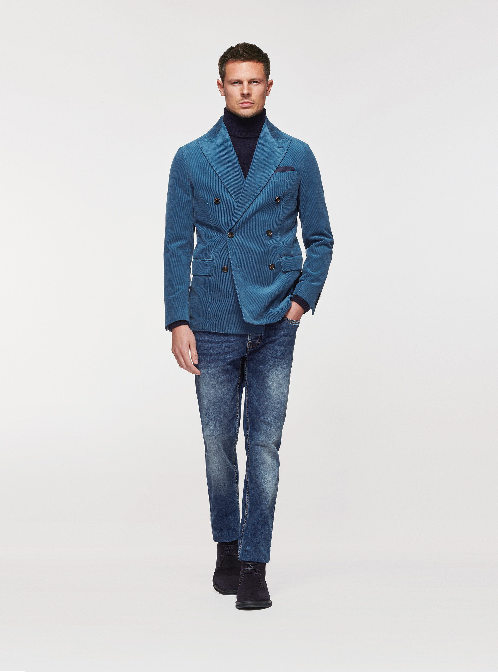 Giacca doppiopetto in velluto, 0243C DENIM