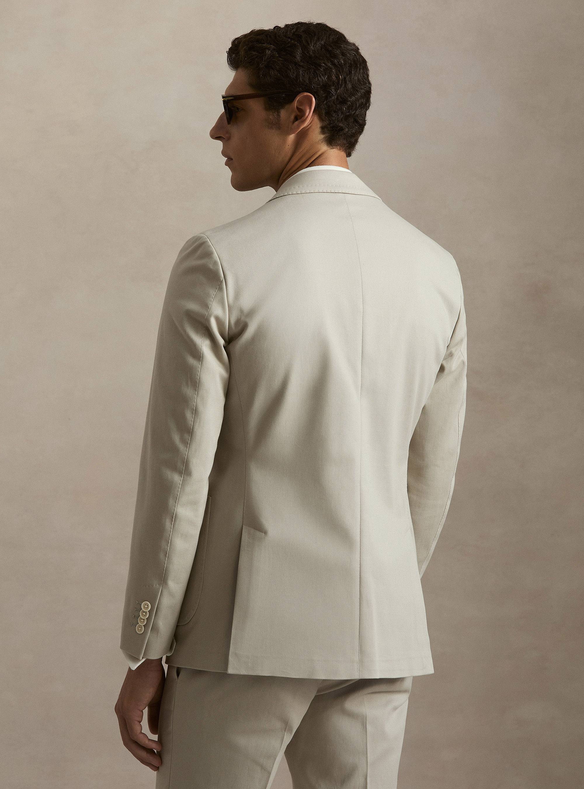 Brushed cotton blazer, ECRU