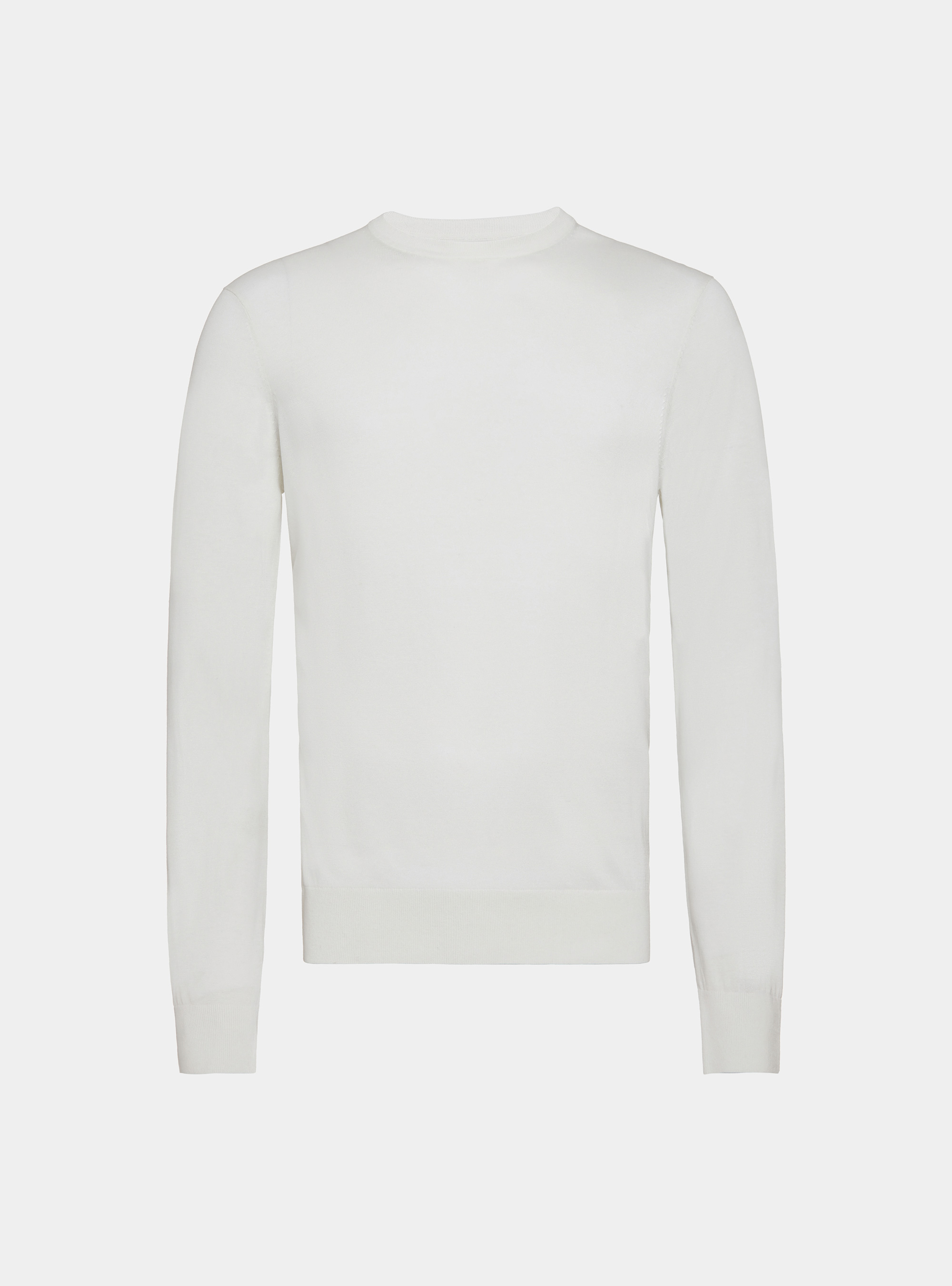 Maglia girocollo in seta e cotone, BIANCO