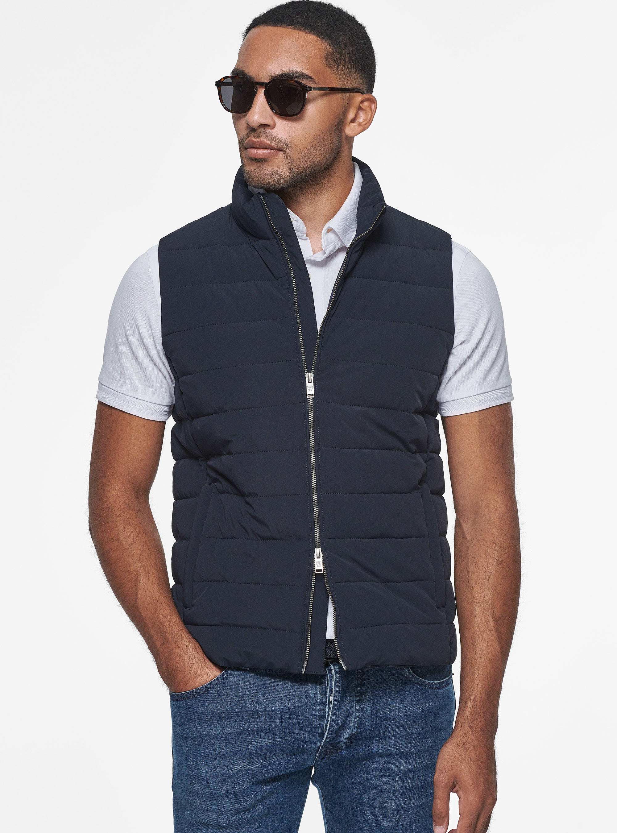 Sleeveless with recycled padding, NAVY BLUE