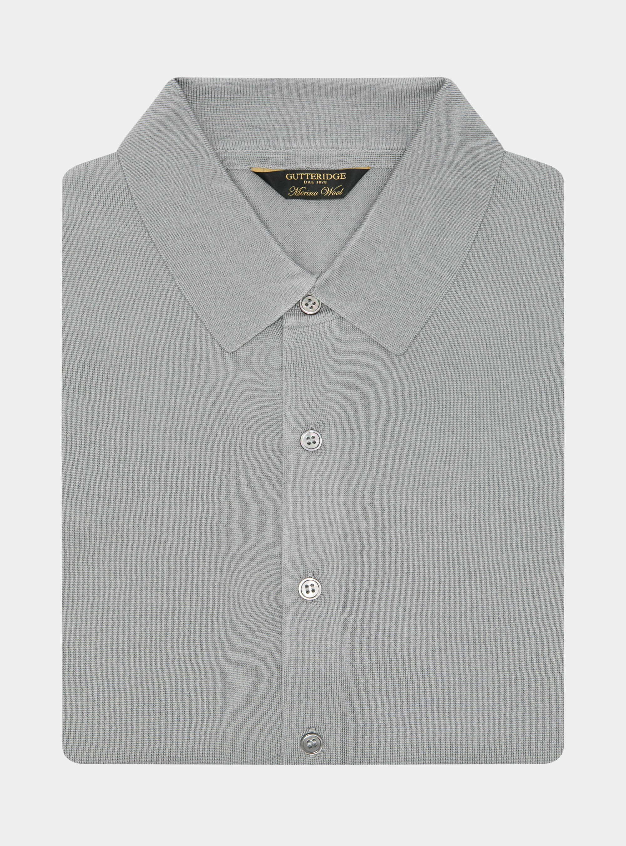 Polo camicia in maglia lana merino extrafine, GRIGIO CHIARO
