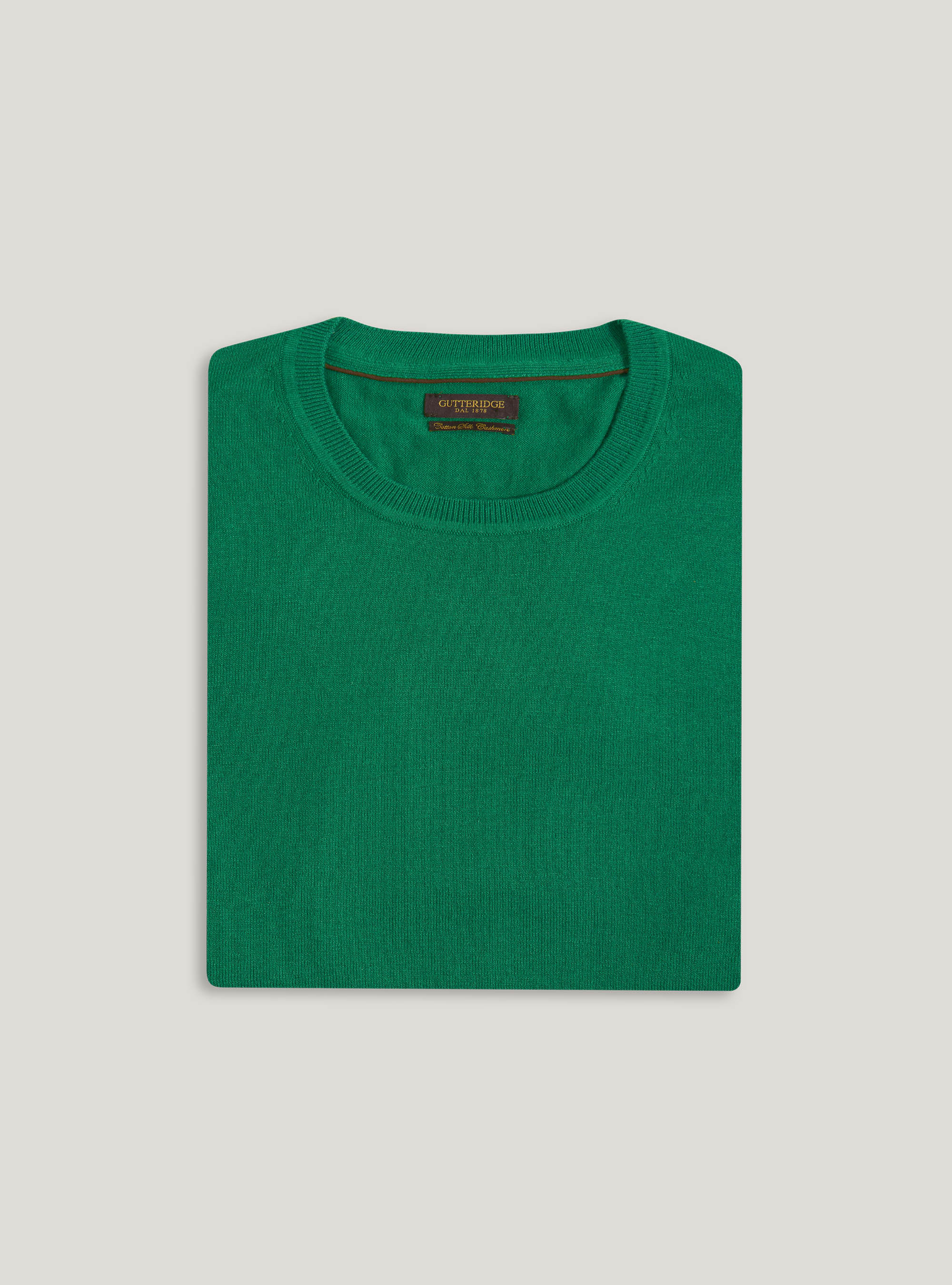 Maglia girocollo in cotone seta e cashmere, OLIVA