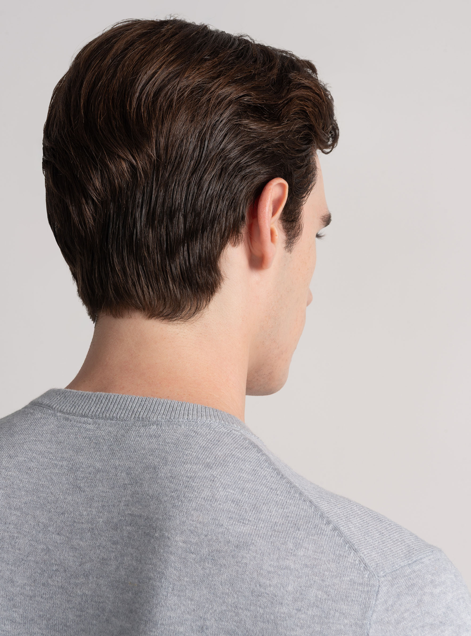 Maglia girocollo in cotone seta e cashmere, GRIGIO MELANGE 0151C