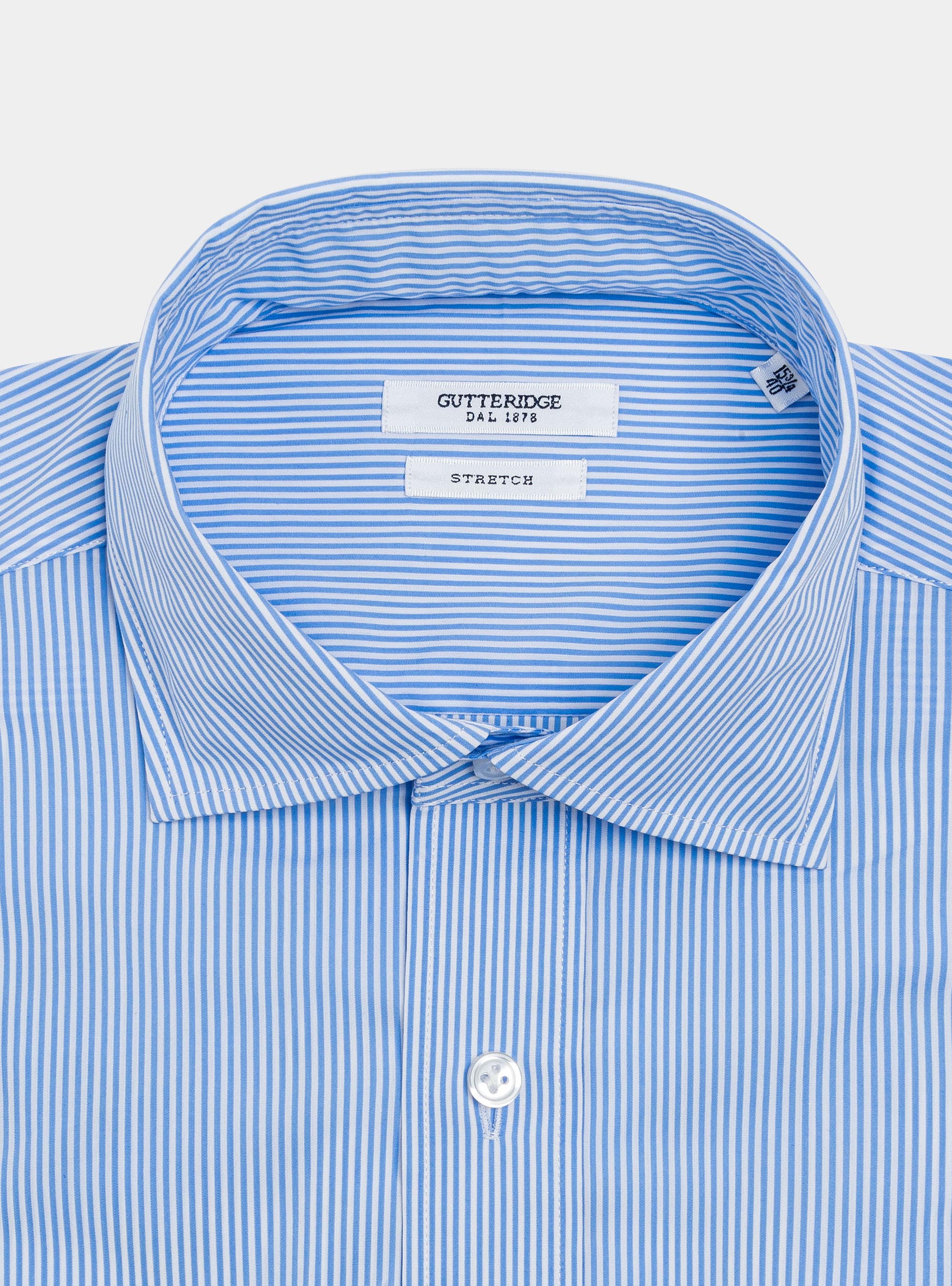 Striped stretch cotton poplin shirt, LIGHT BLUE
