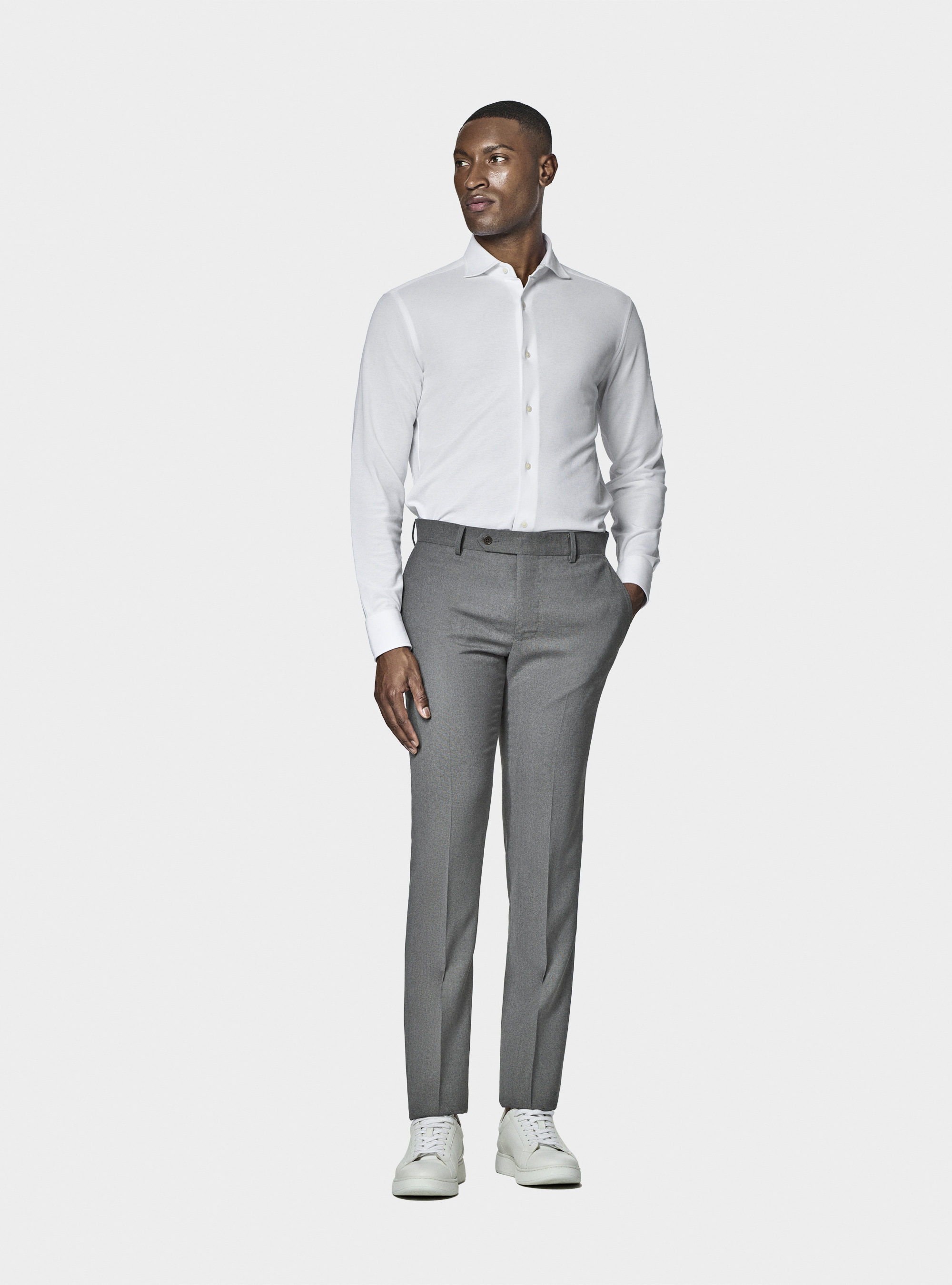 Camicia a polo GT01 in misto cotone piquet, BIANCO