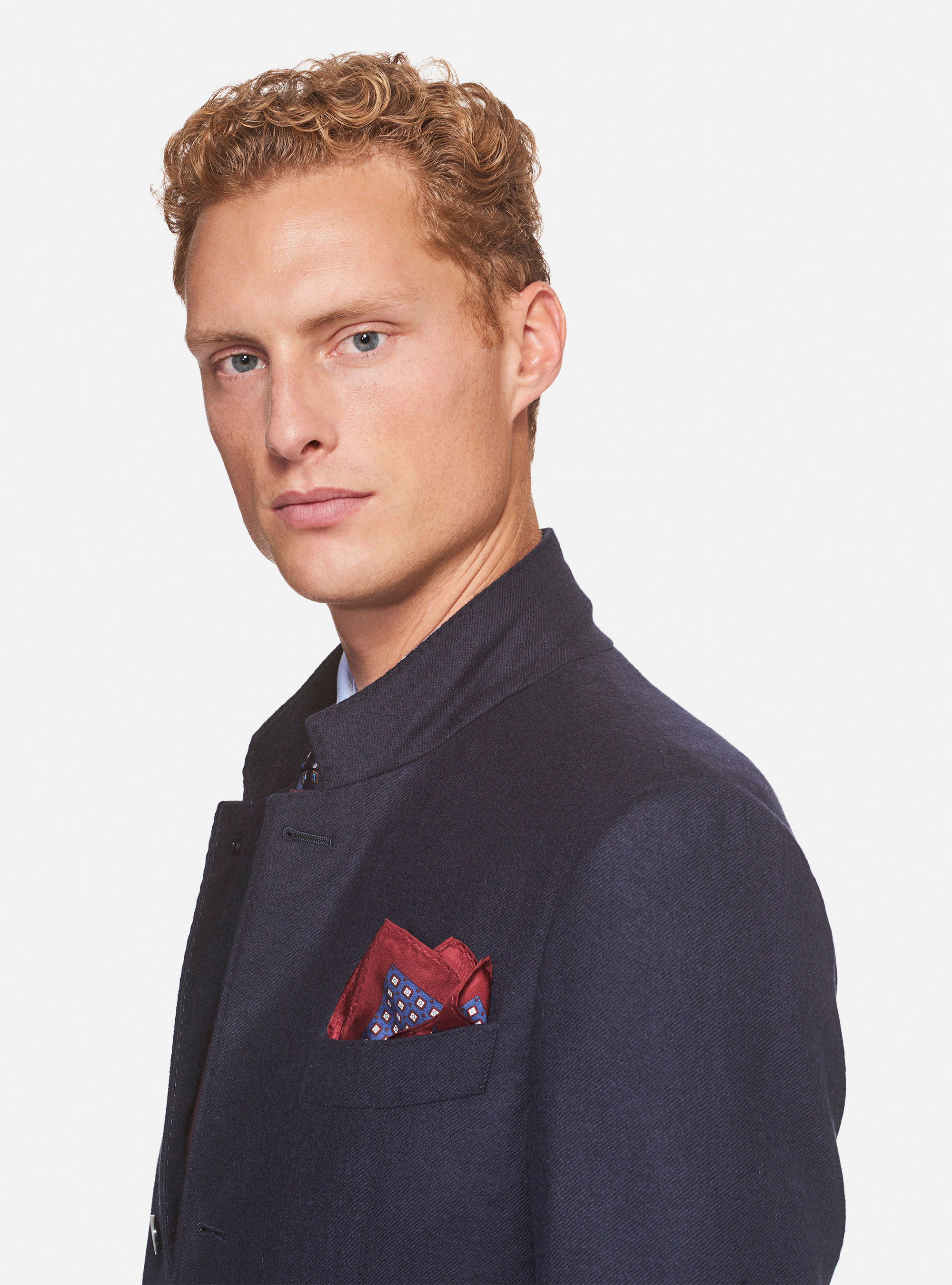 Giacca coreana 100% cashmere, BLU NAVY