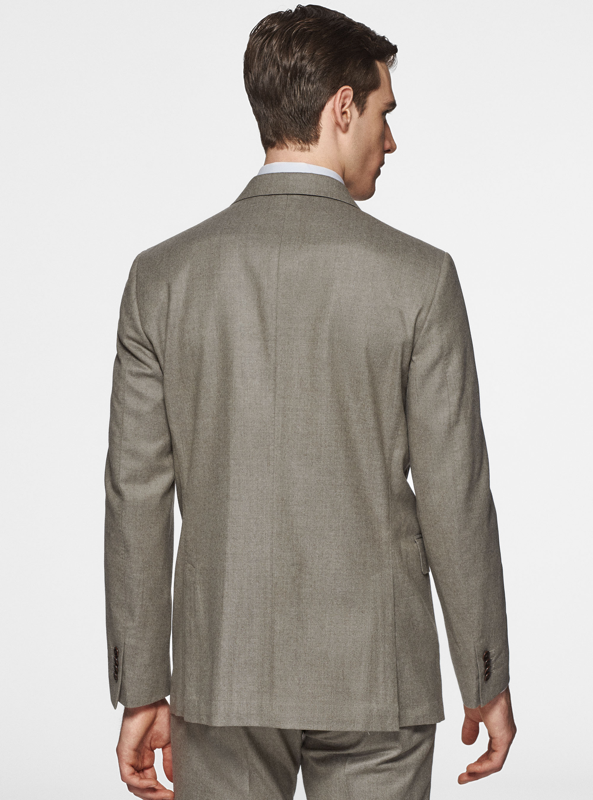 Giacca petto a lancia in flanella, SABBIA