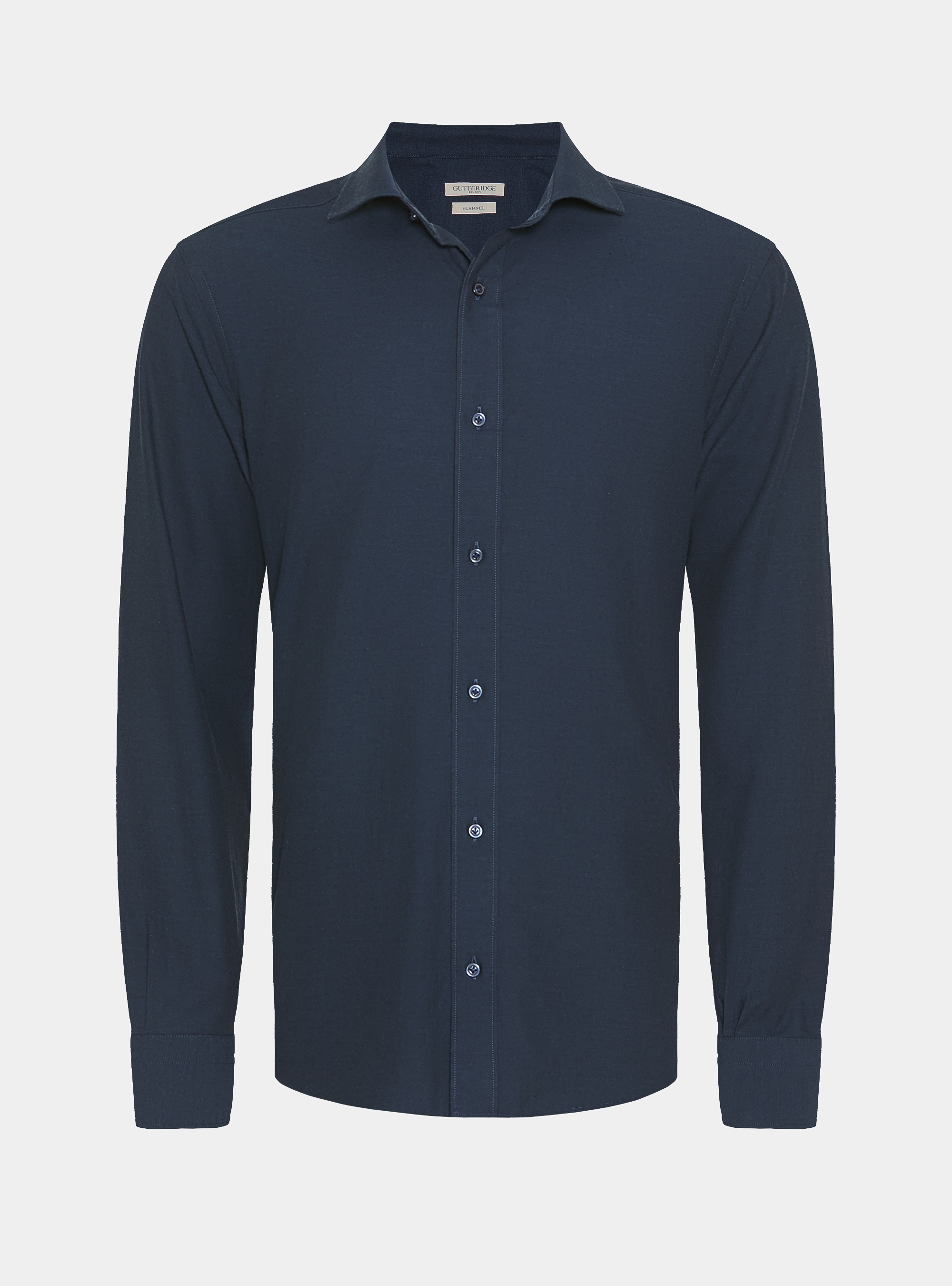 Cotton and wool flannel shirt, NAVY BLUE