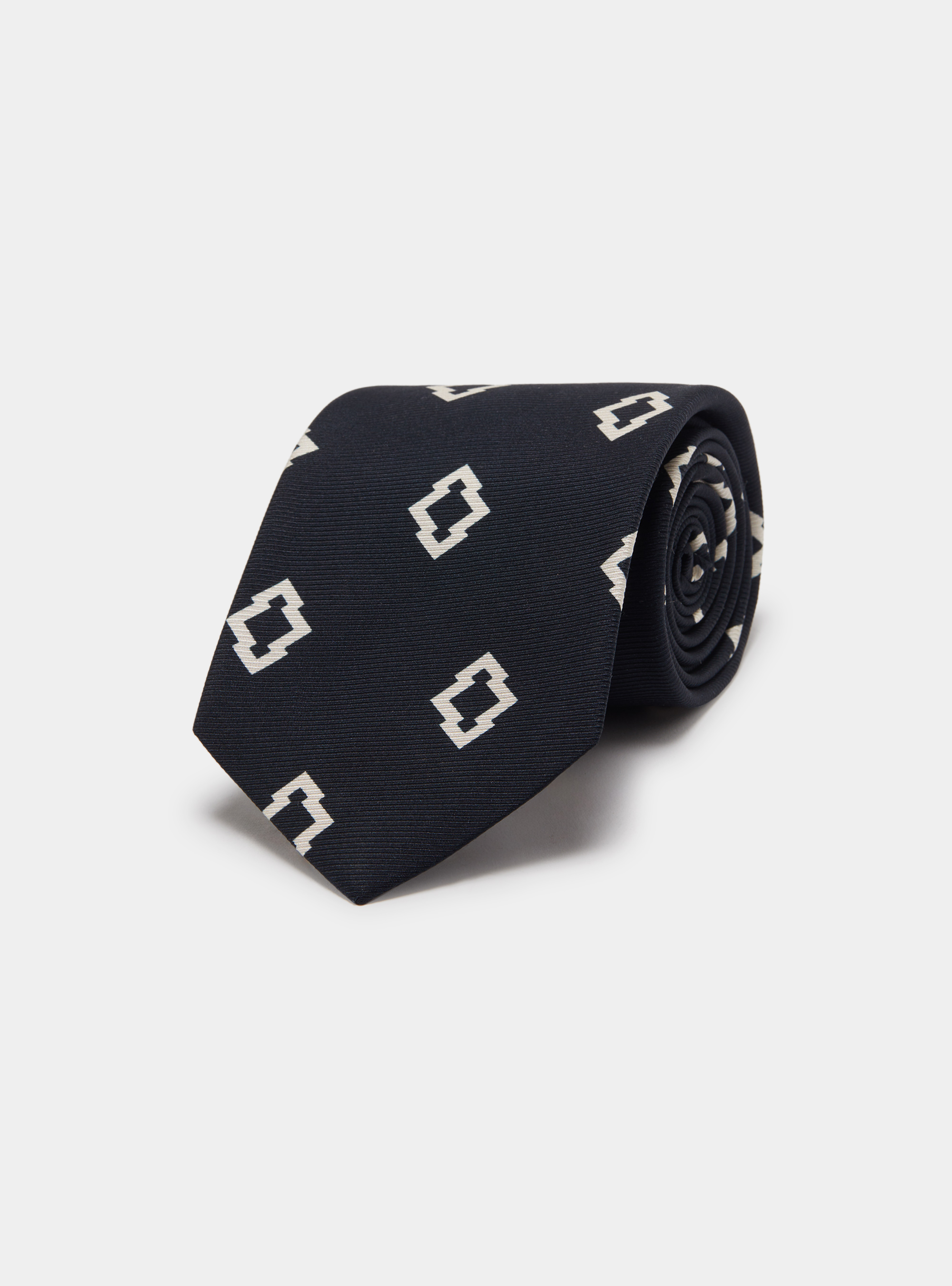 Cravate en soie avec motif ethnique, BLEU MARINE