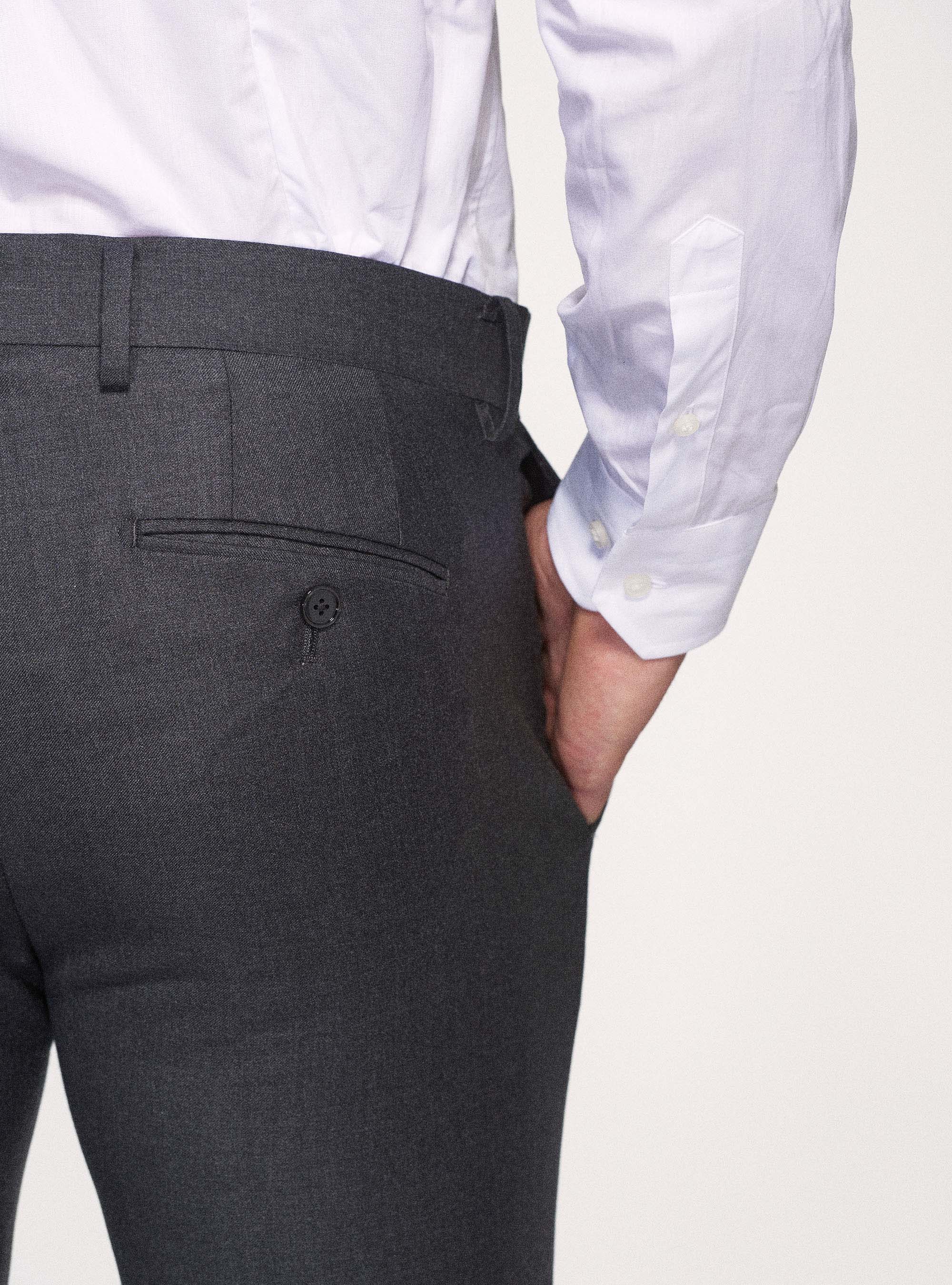 Suit trousers in pure superfine wool 110's Vitale Barberis Canonico, ASPHALT GREY