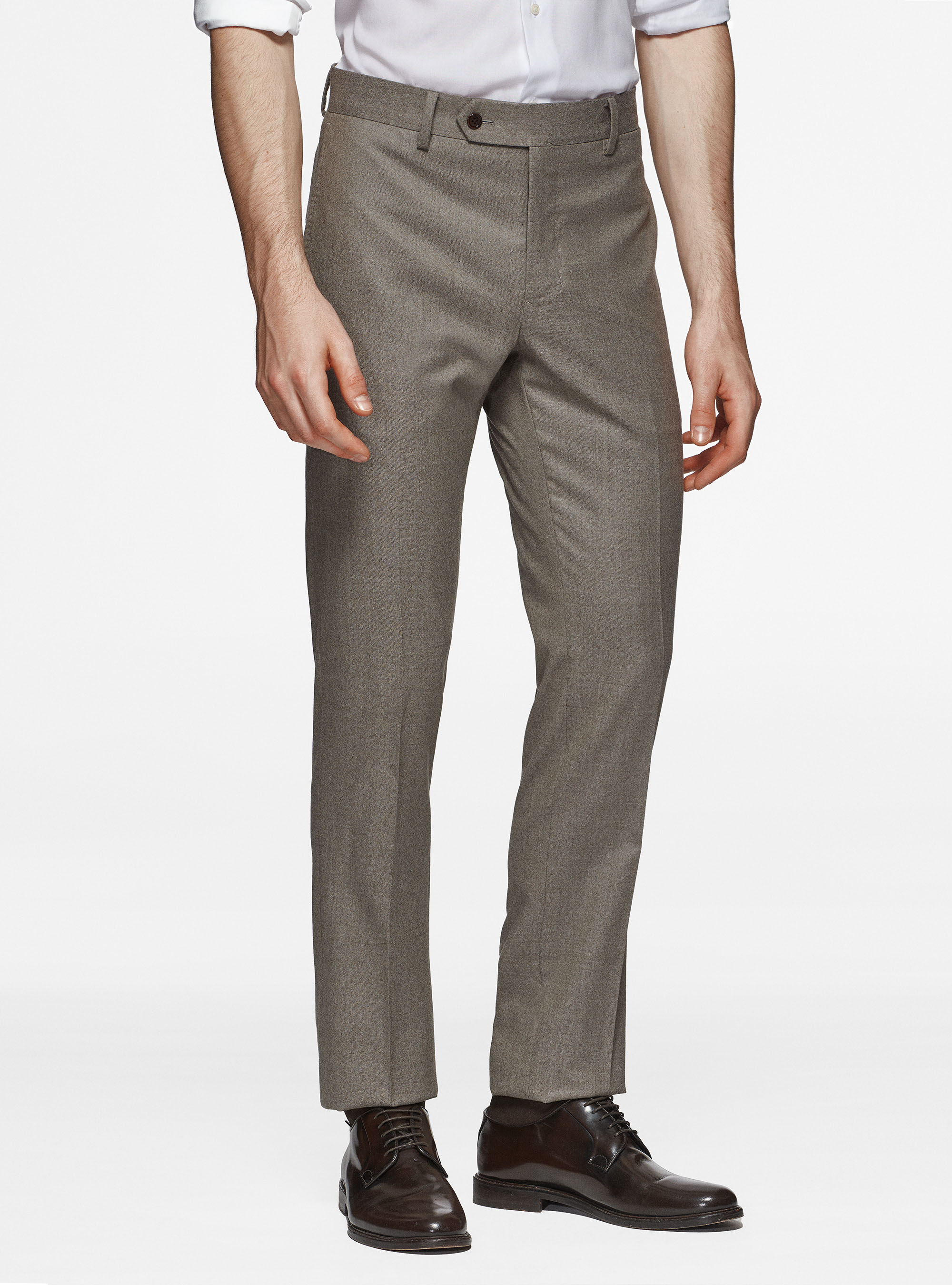 Pantaloni in flanella di lana Vitale Barberis Canonico, SABBIA