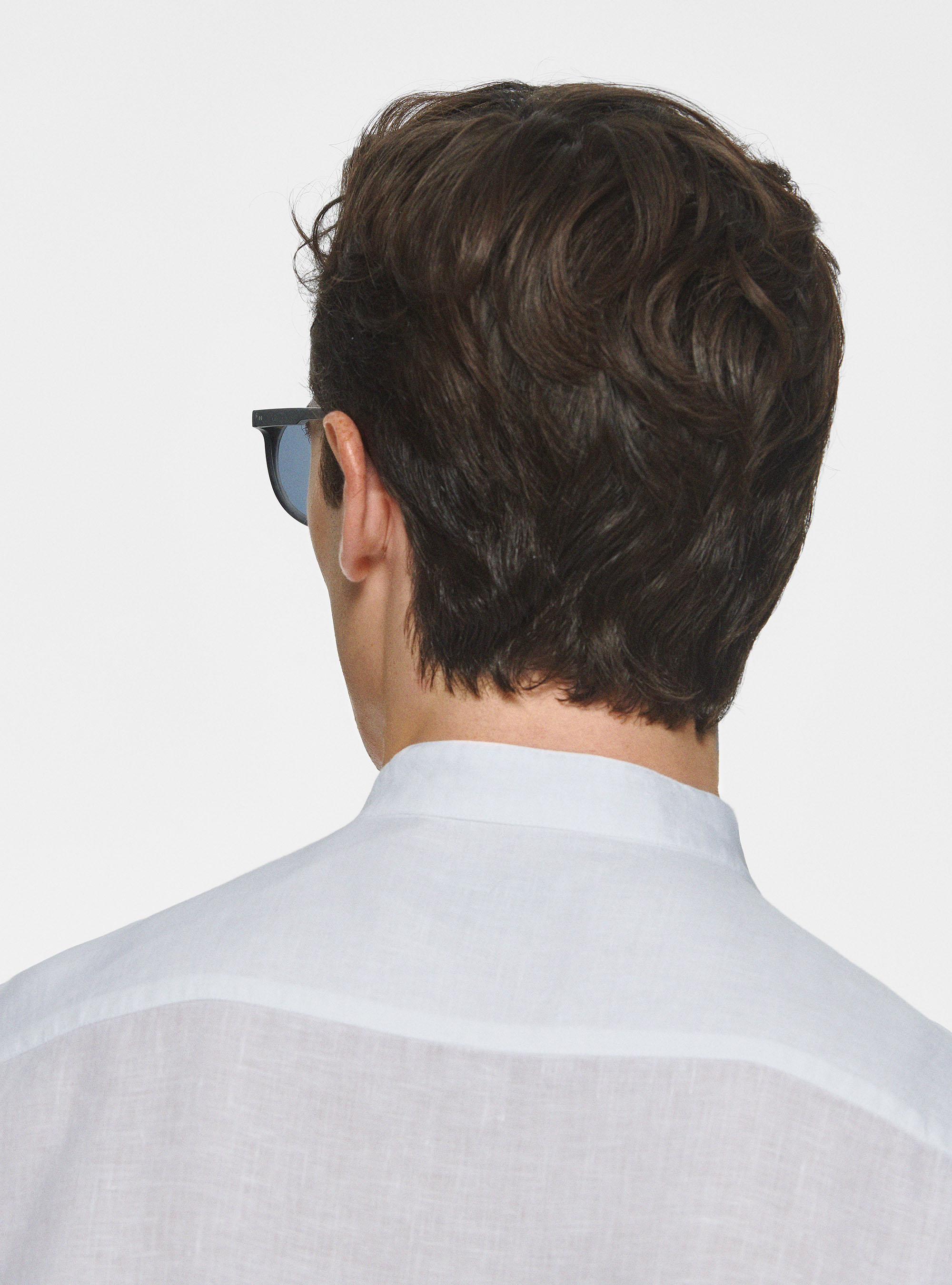 Camisa coreana en puro lino, BLANCO