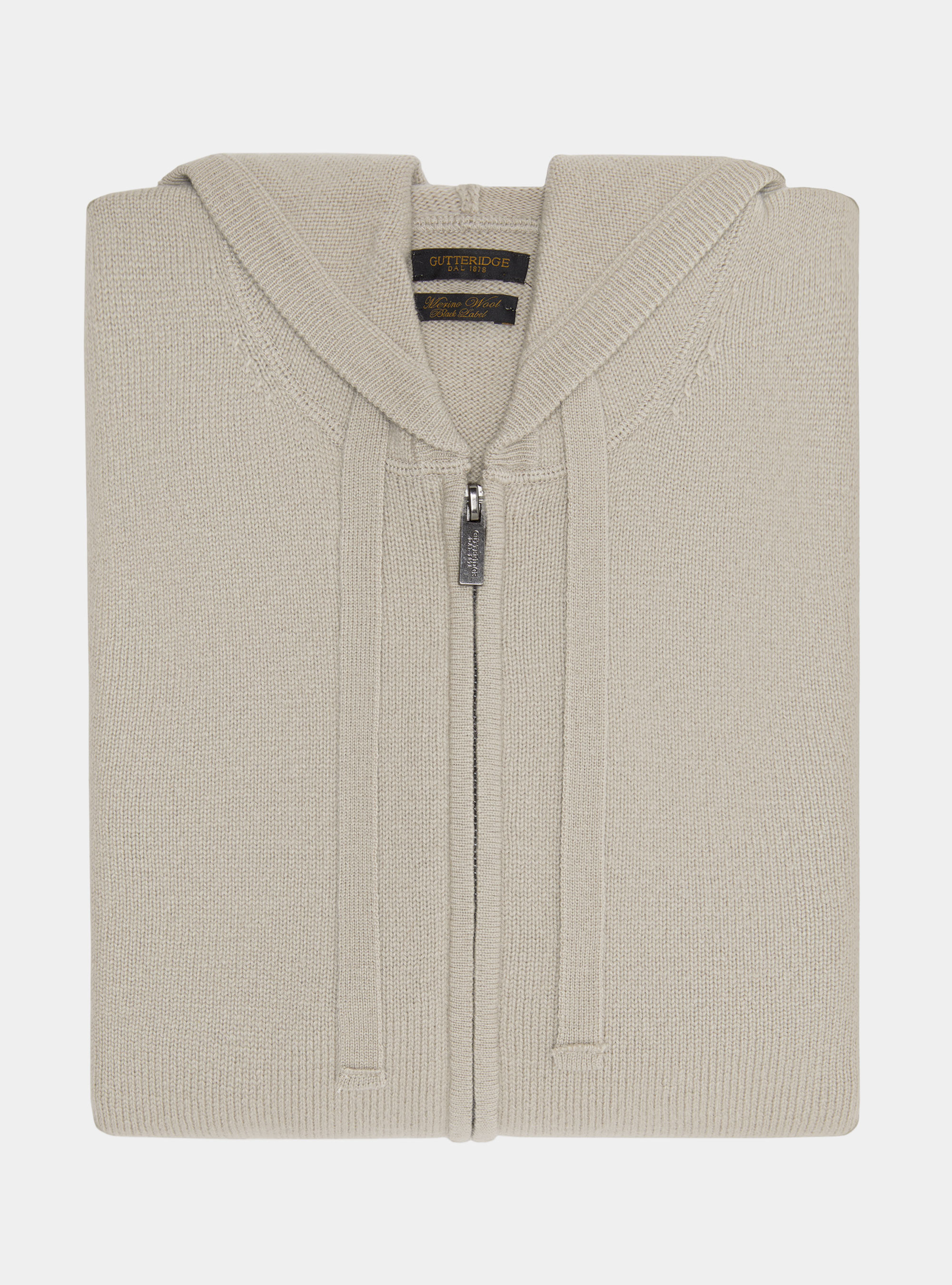 Cardigan in maglia con cappuccio in lana merino, SABBIA